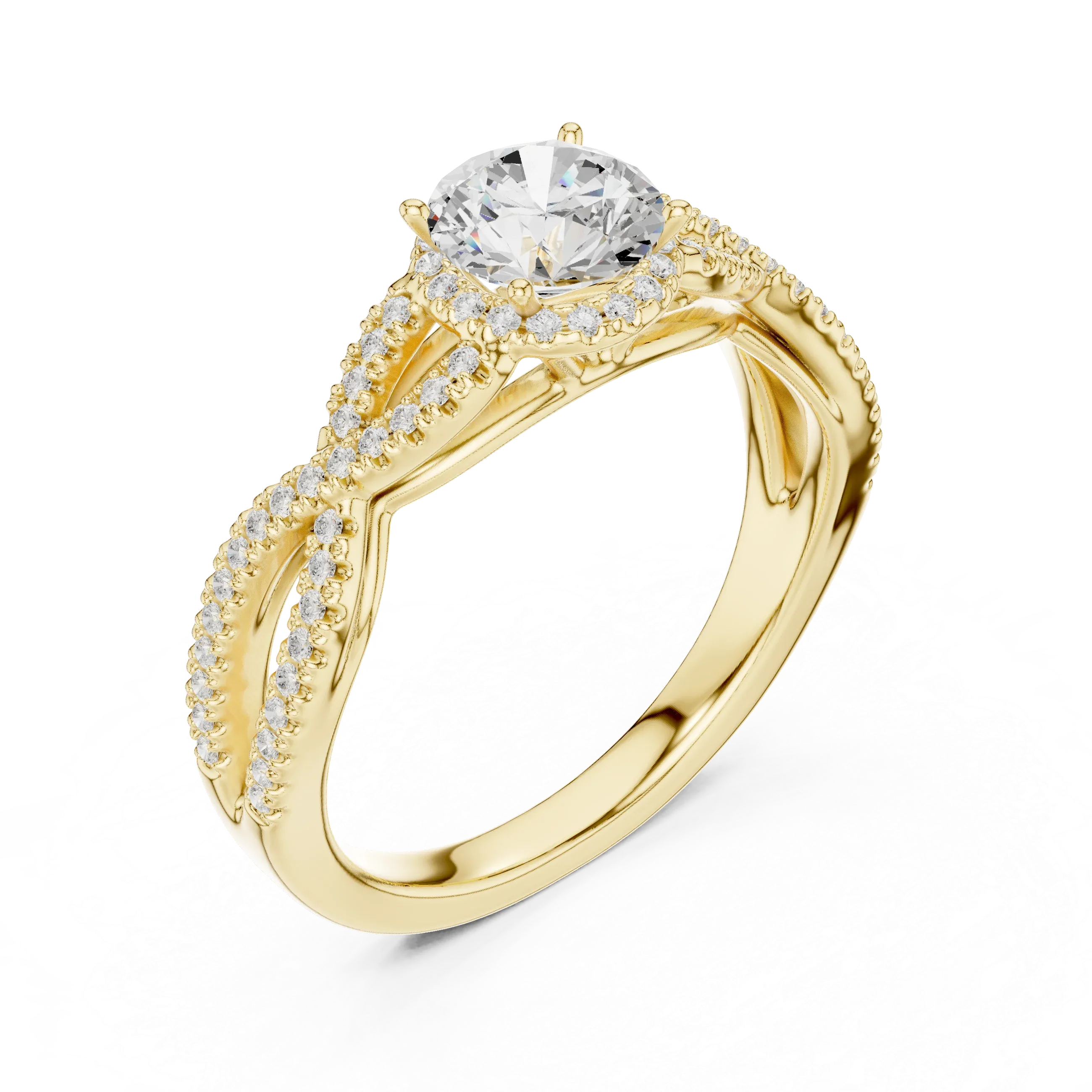 VVS Round Cut Moissanite Proposal Ring with Dainty Band