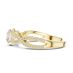 VVS Round Cut Moissanite Proposal Ring with Dainty Band