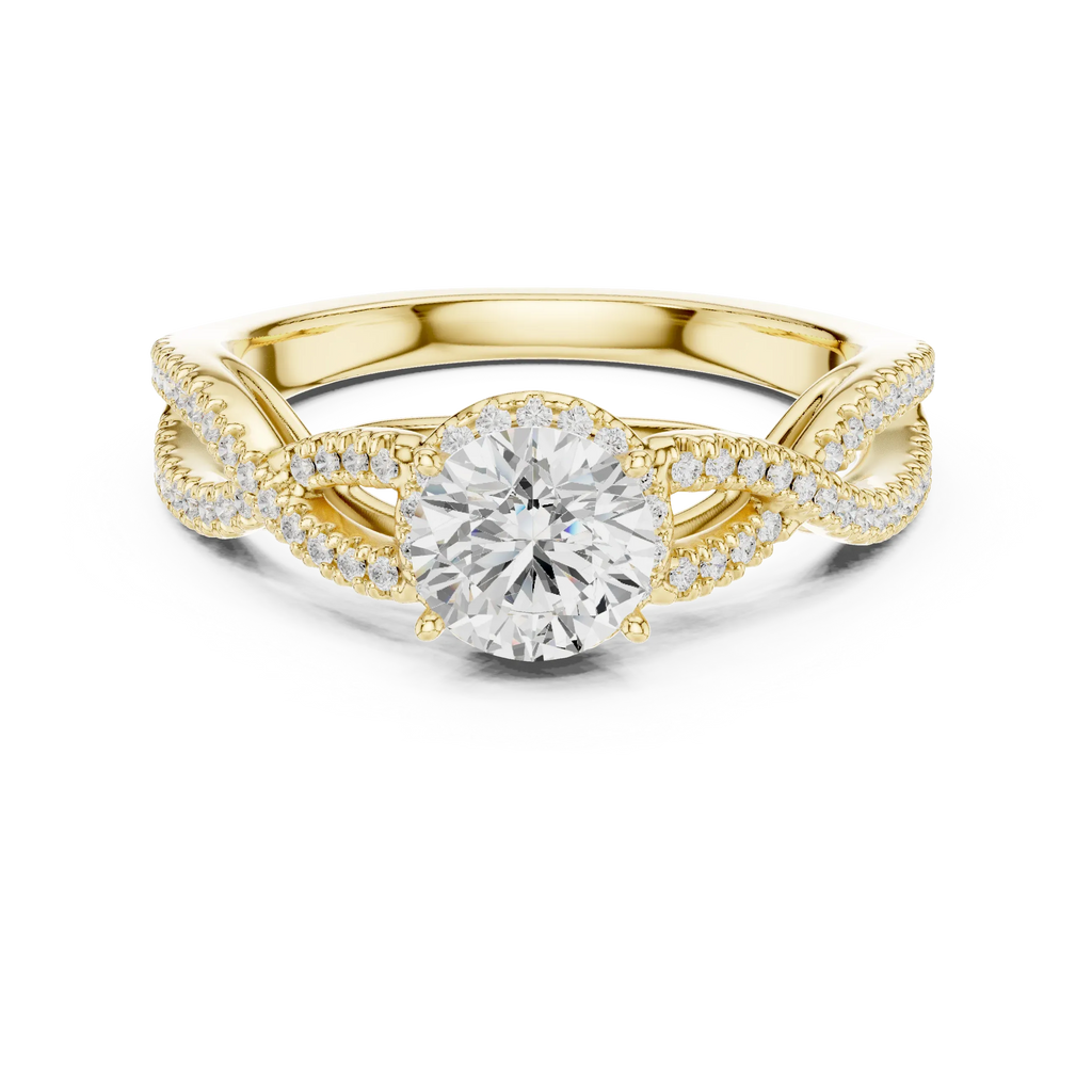 VVS Round Cut Moissanite Proposal Ring with Dainty Band