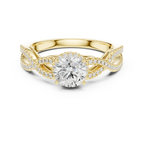VVS Round Cut Moissanite Proposal Ring with Dainty Band