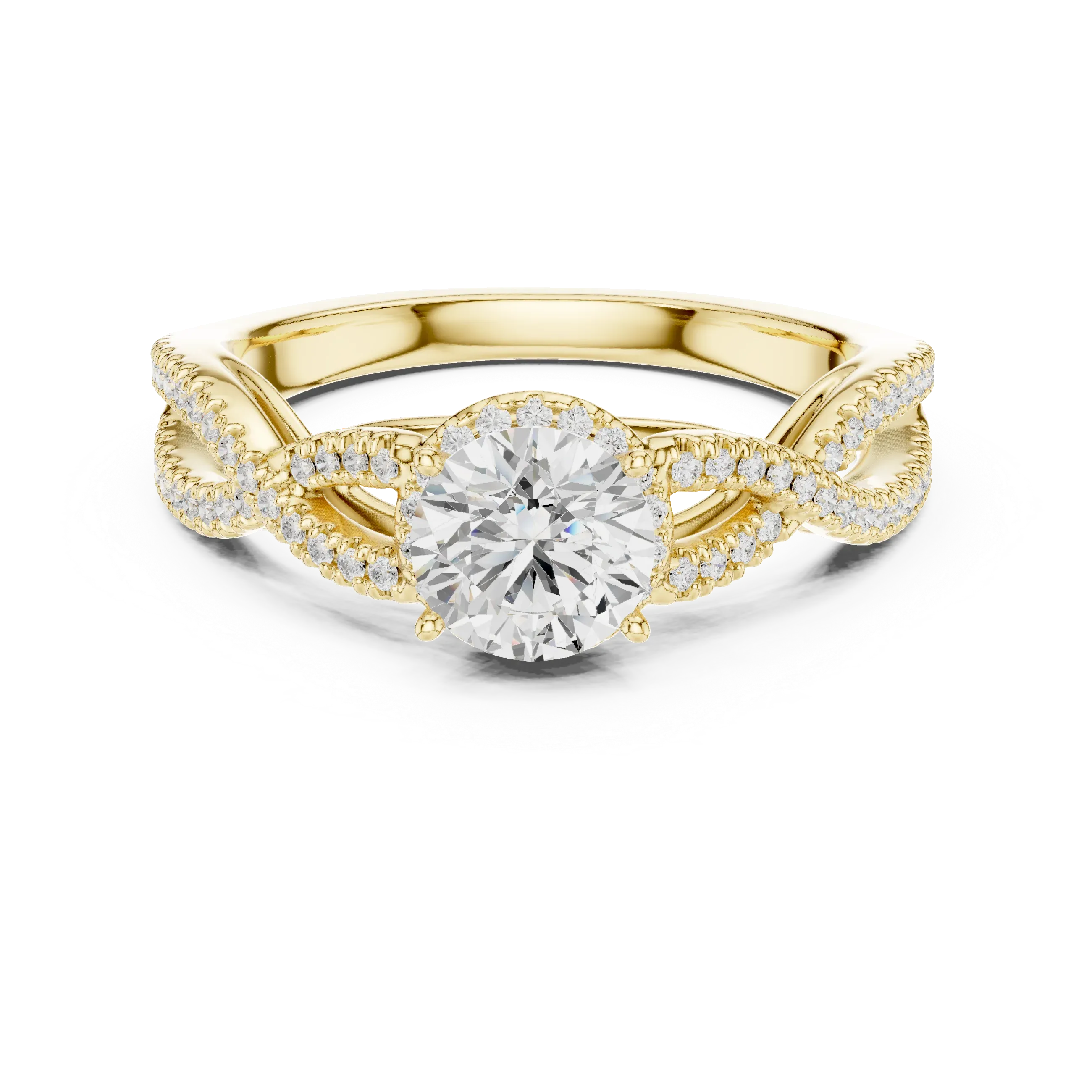 VVS Round Cut Moissanite Proposal Ring with Dainty Band