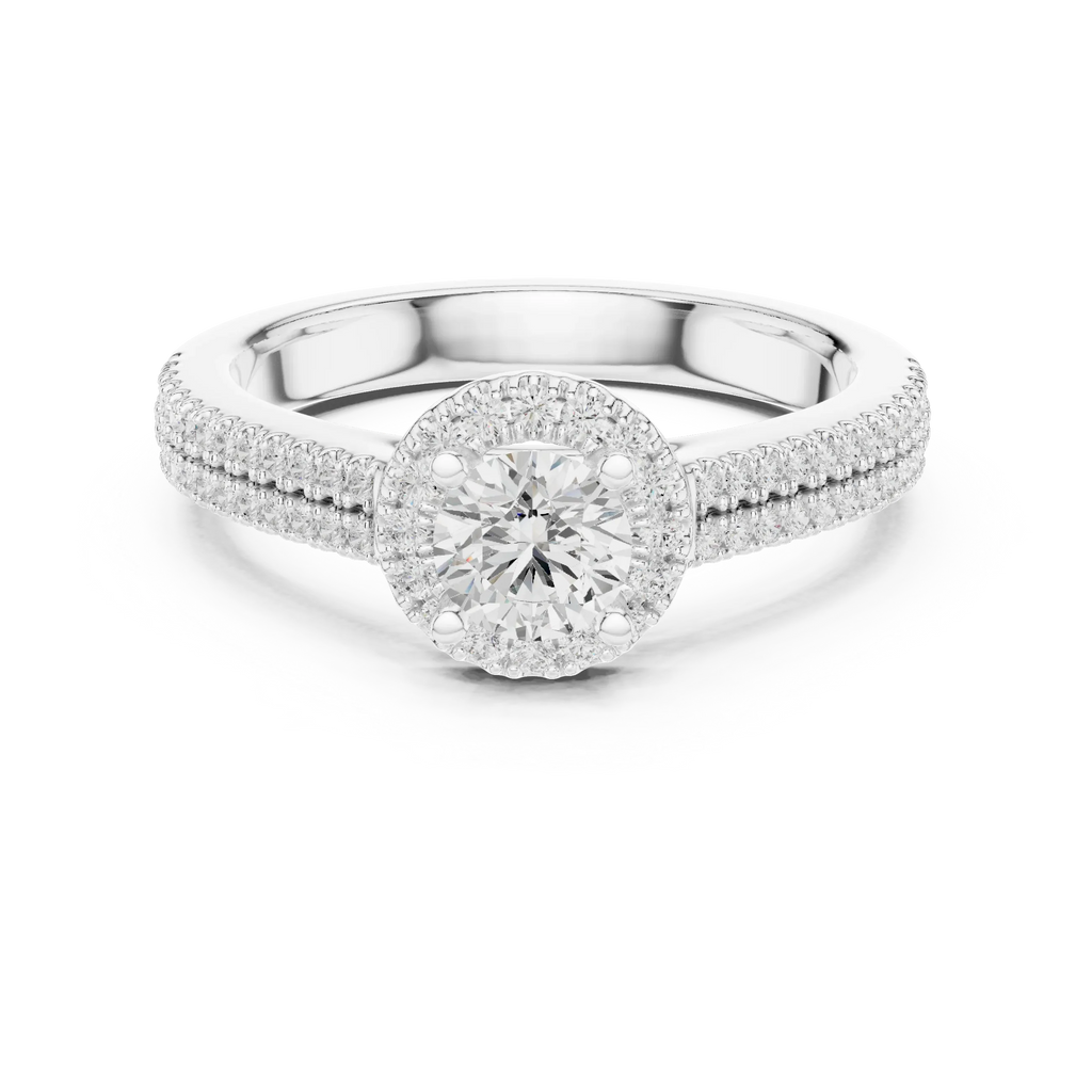 Luxury Round Moissanite Solitaire Anniversary Ring D Color