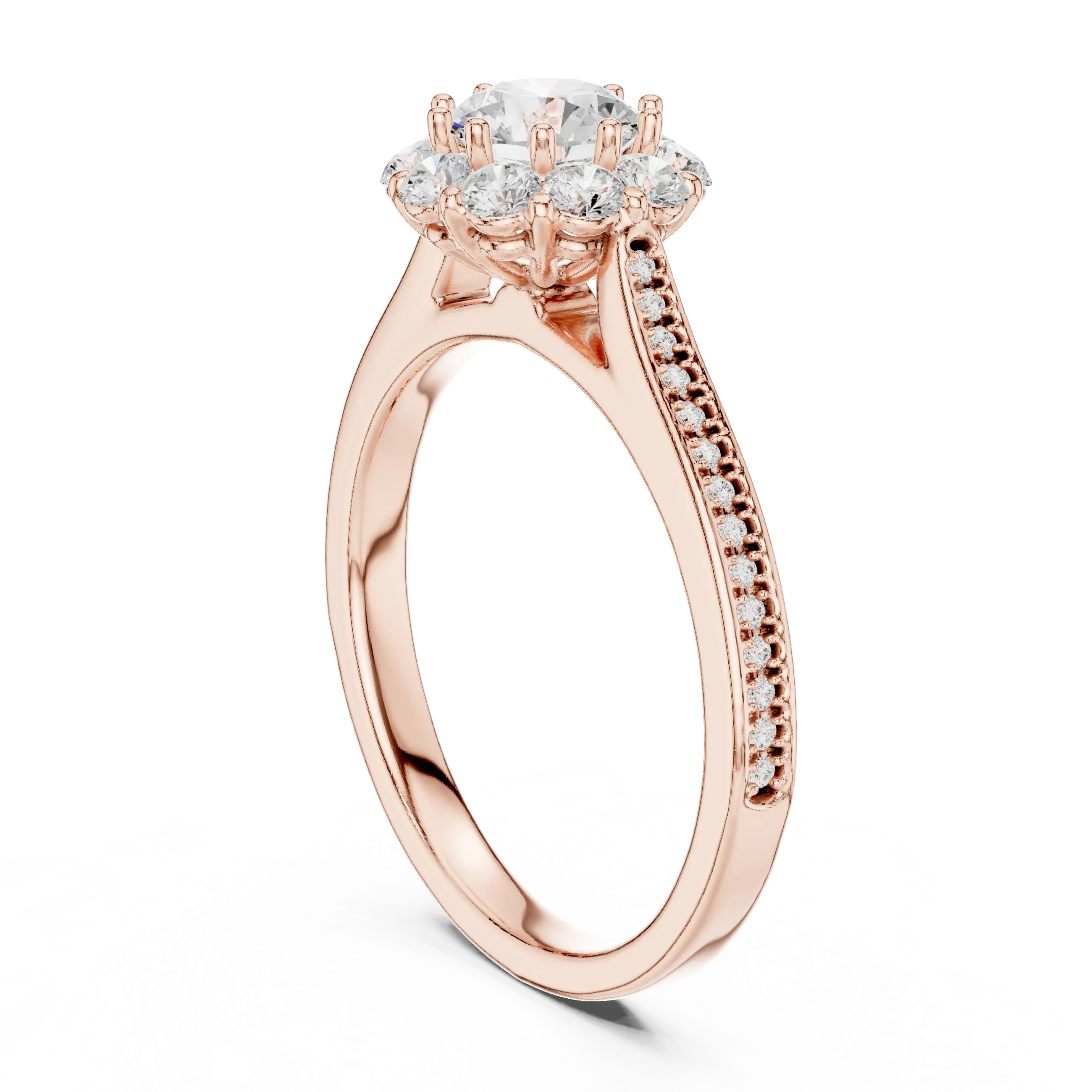 Round VVS Diamond Engagement Ring White Gold Style E Color