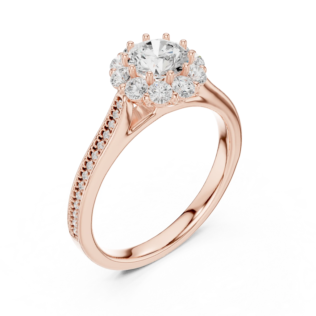 Round VVS Diamond Engagement Ring White Gold Style E Color
