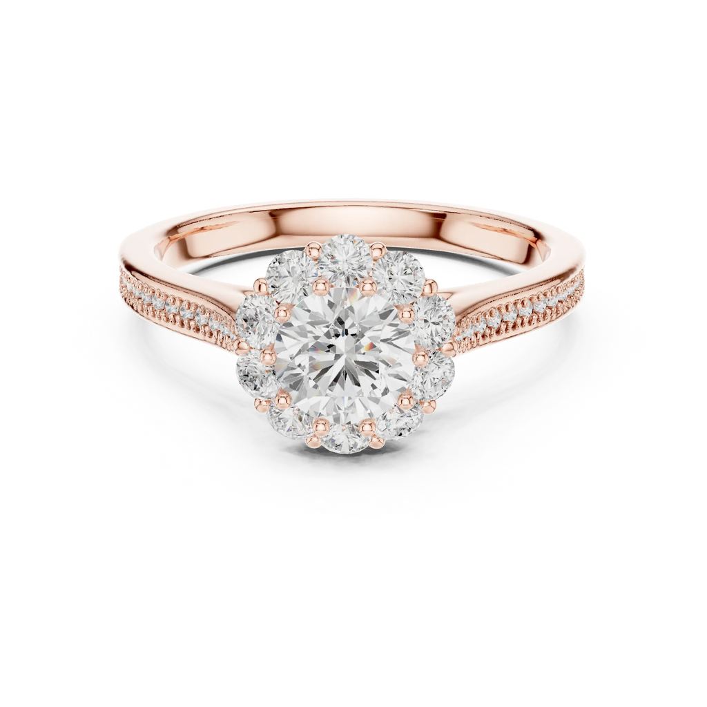Round VVS Diamond Engagement Ring White Gold Style E Color
