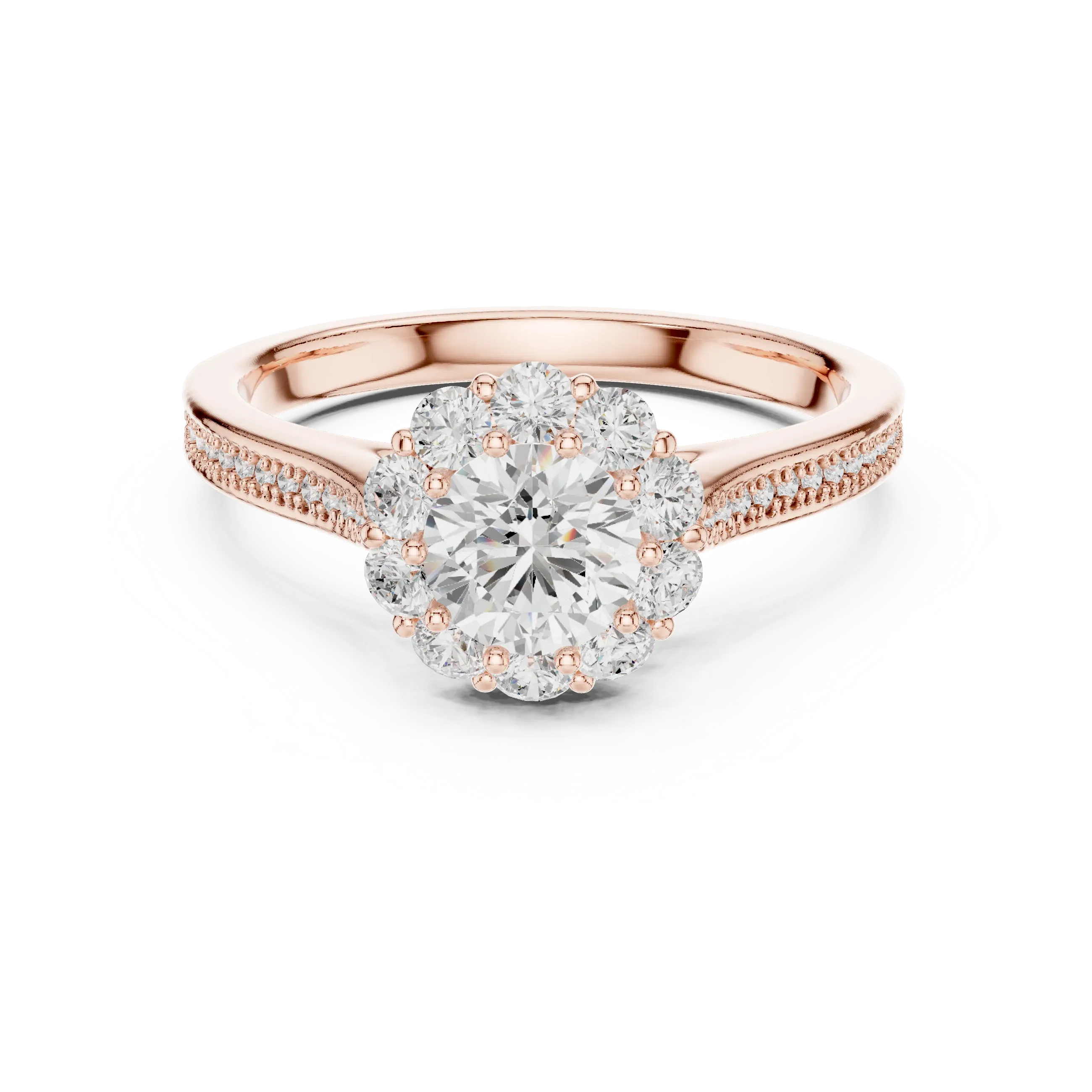 Round VVS Diamond Engagement Ring White Gold Style E Color