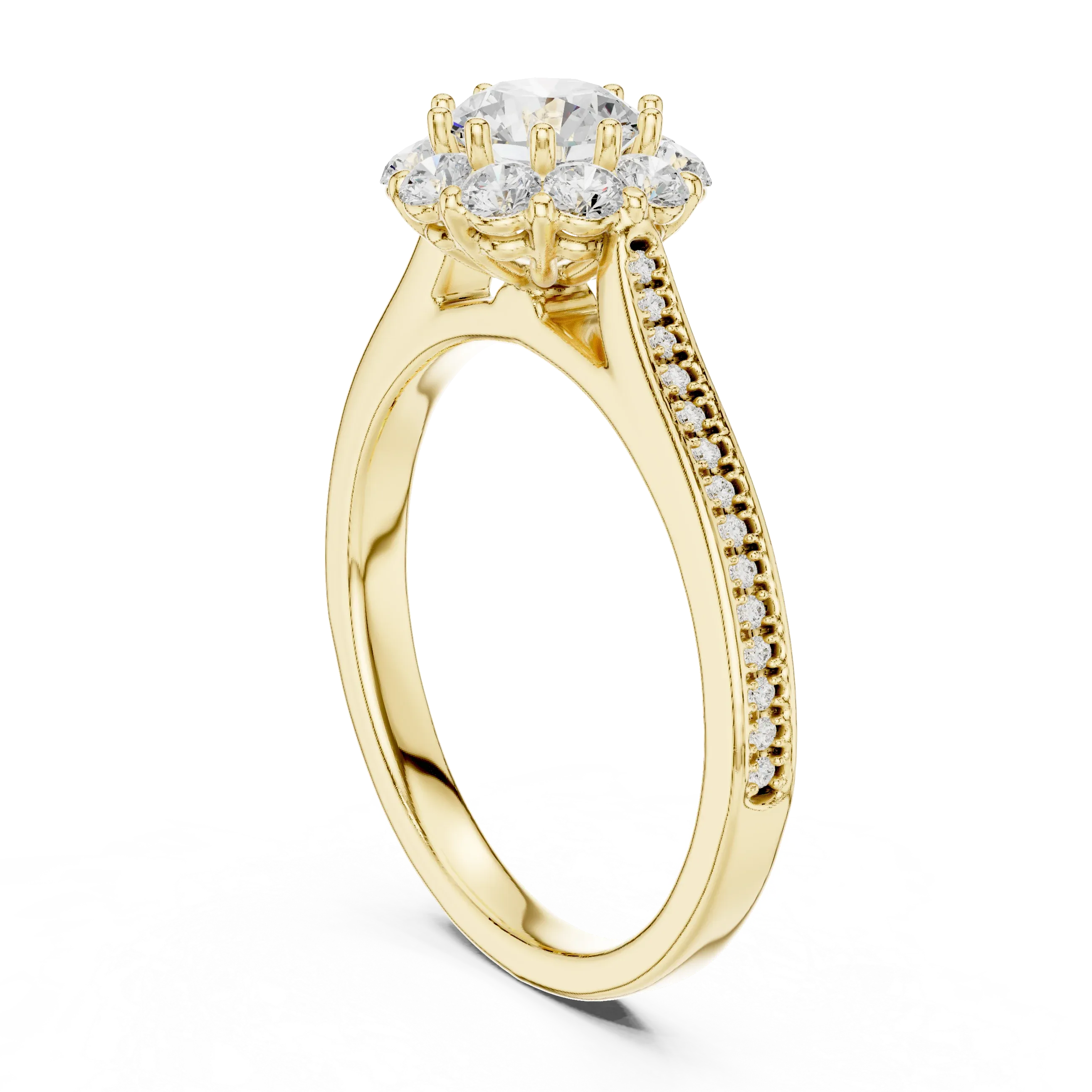 Round VVS Diamond Engagement Ring White Gold Style E Color