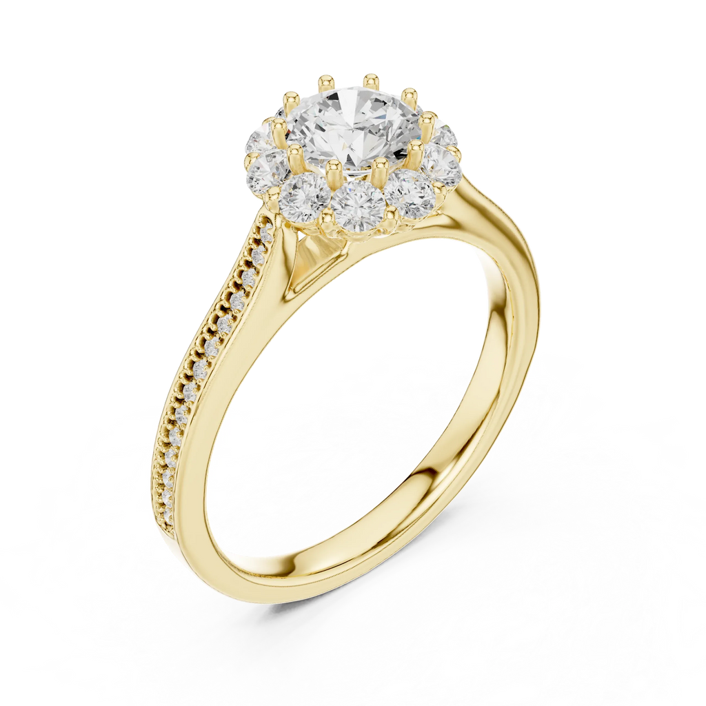 Round VVS Diamond Engagement Ring White Gold Style E Color