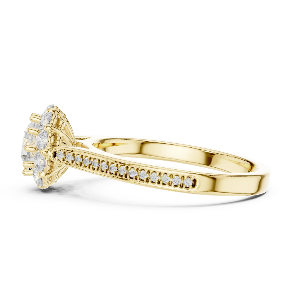 Round VVS Diamond Engagement Ring White Gold Style E Color