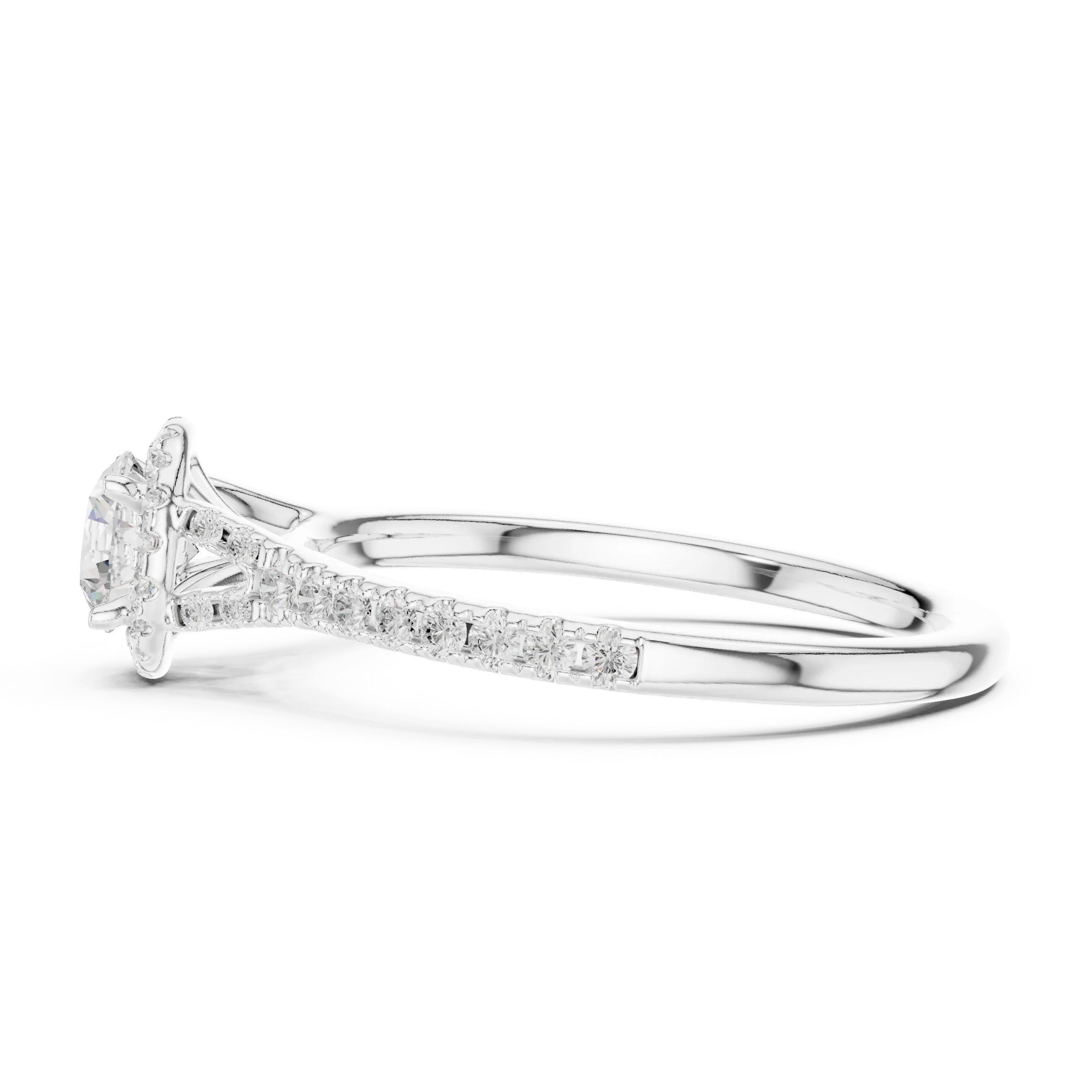 Ultra-Thin Band Round Moissanite Solitaire Ring D Color