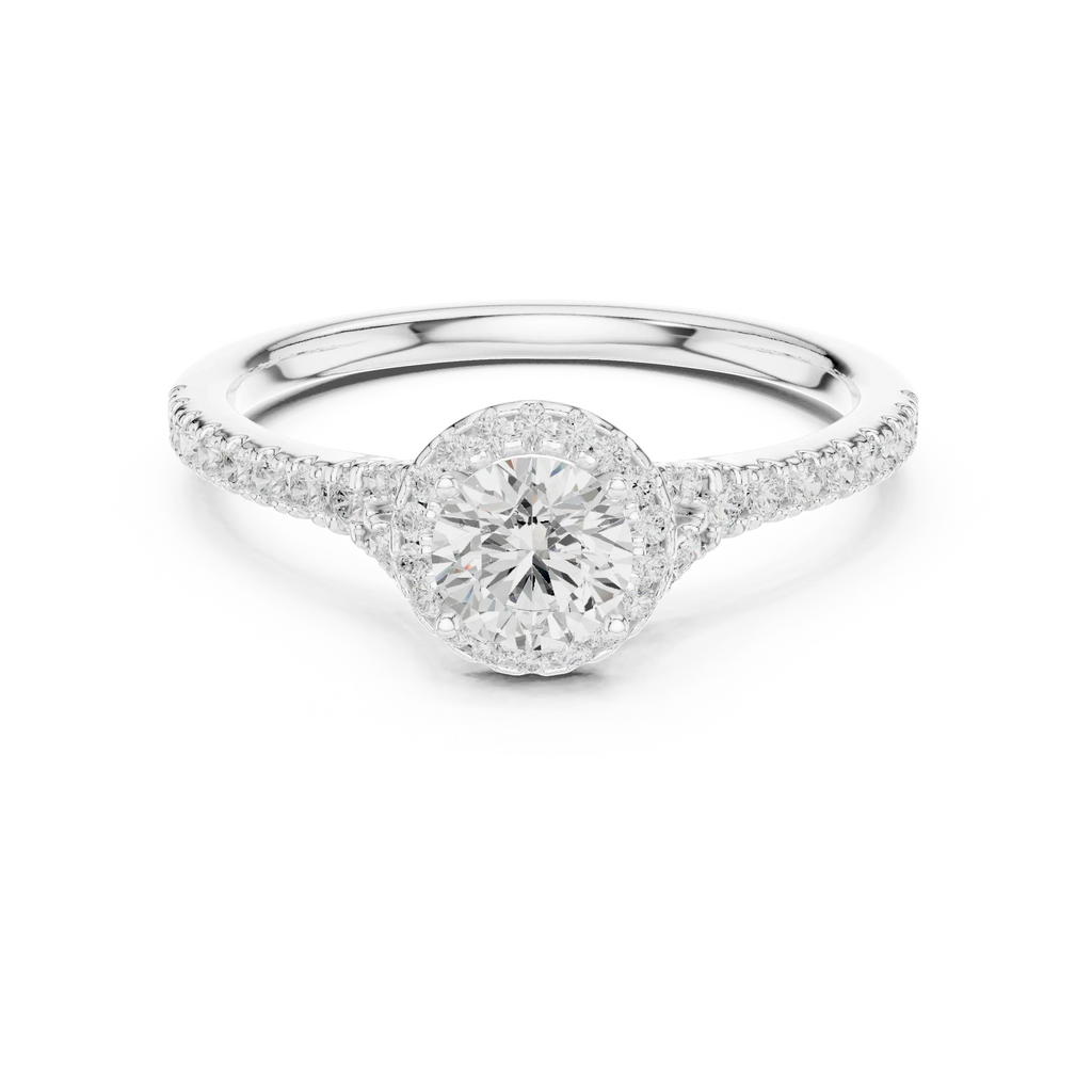 Ultra-Thin Band Round Moissanite Solitaire Ring D Color