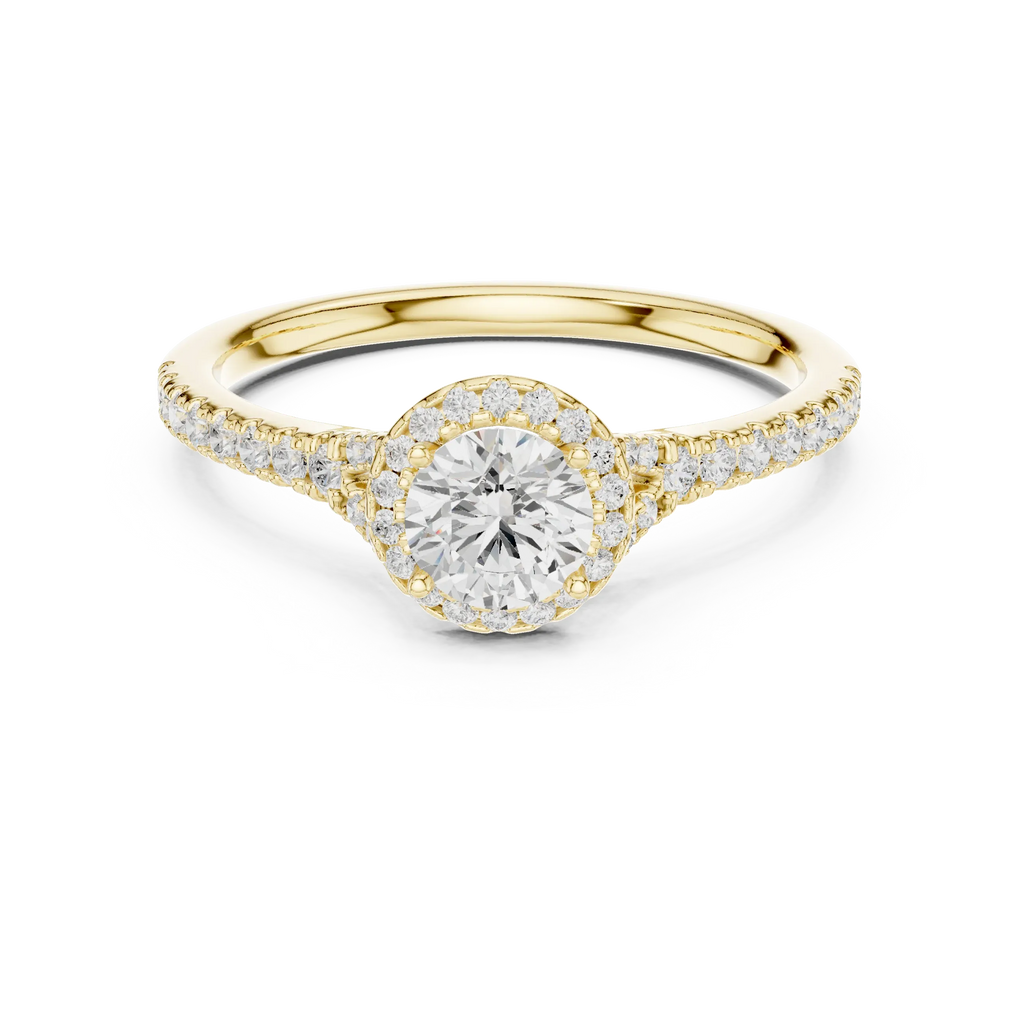 Ultra-Thin Band Round Moissanite Solitaire Ring D Color