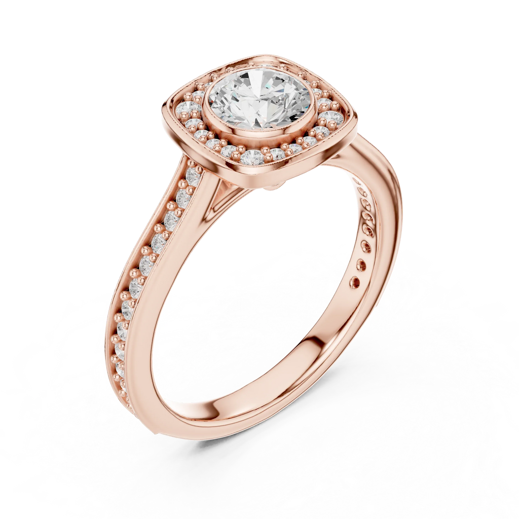 Radiant Round Moissanite Solitaire Wedding Ring VVS Clarity