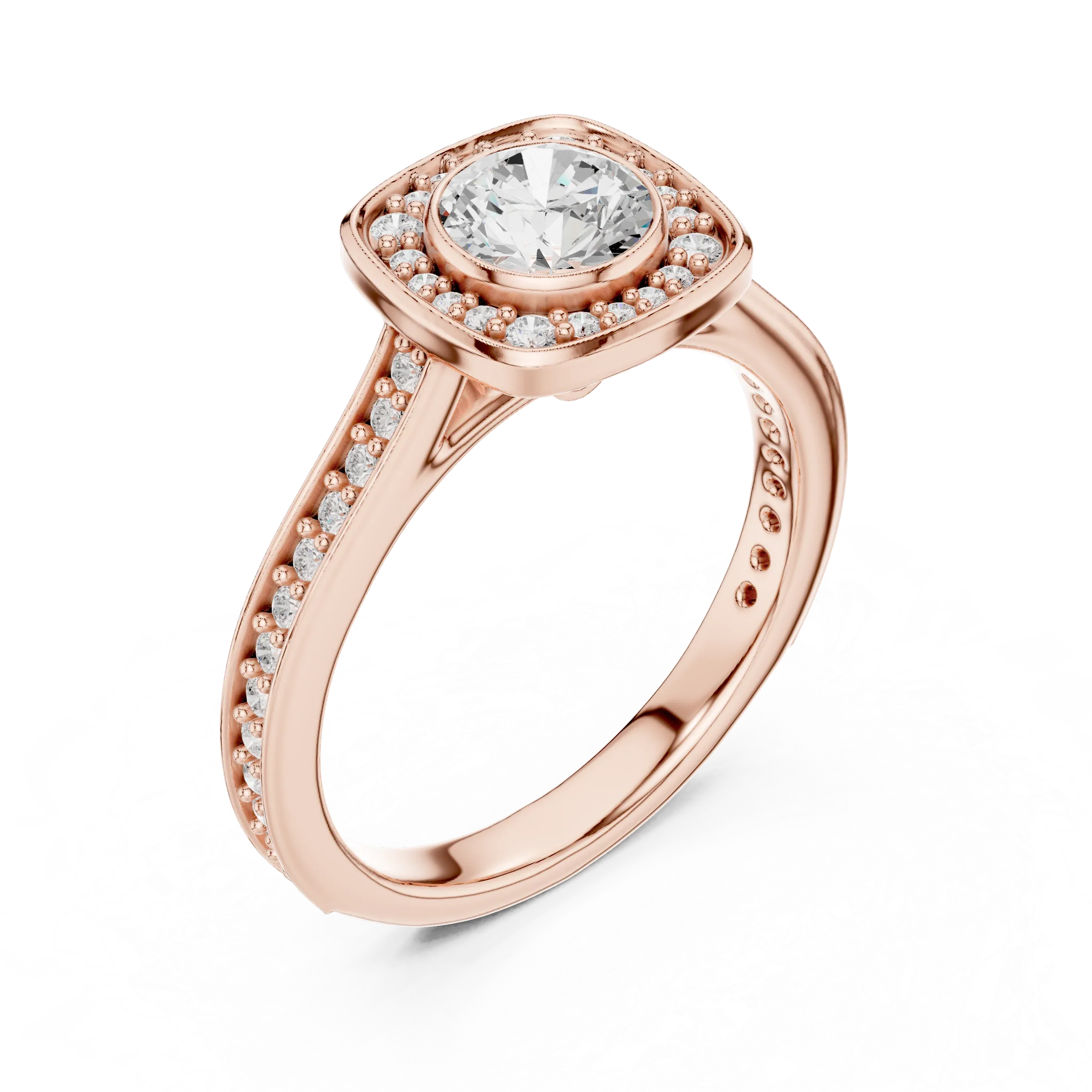 Radiant Round Moissanite Solitaire Wedding Ring VVS Clarity