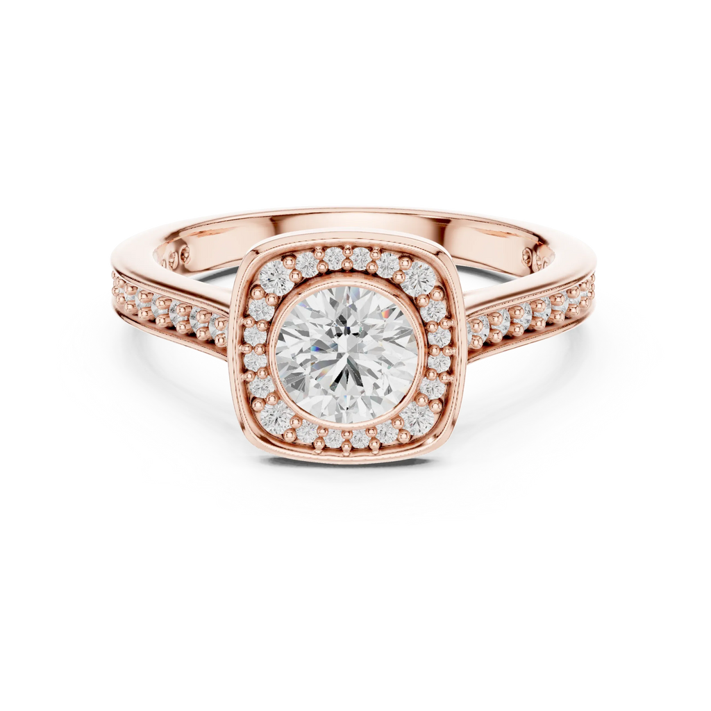 Radiant Round Moissanite Solitaire Wedding Ring VVS Clarity