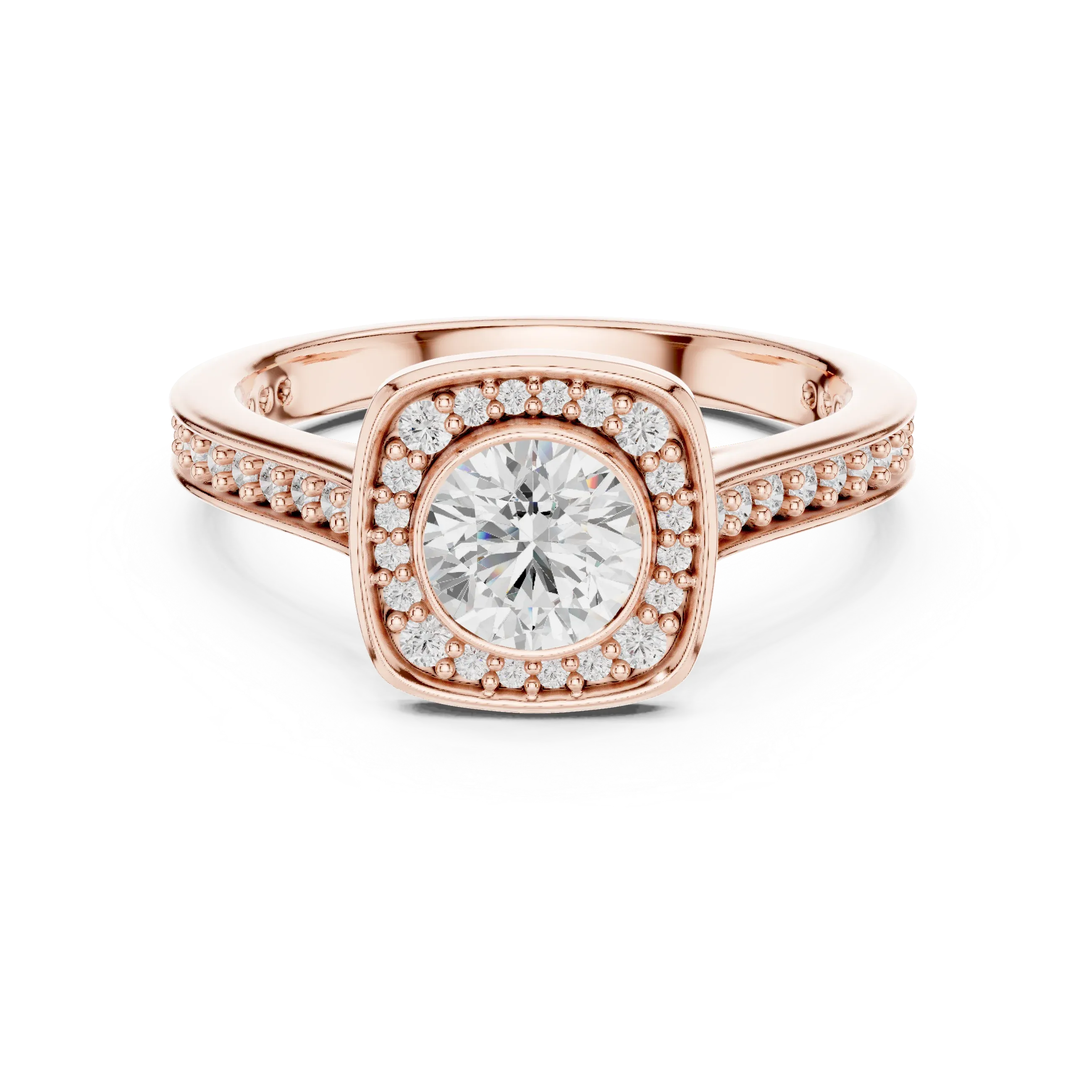 Radiant Round Moissanite Solitaire Wedding Ring VVS Clarity