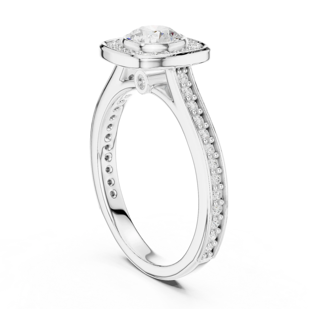 Radiant Round Moissanite Solitaire Wedding Ring VVS Clarity