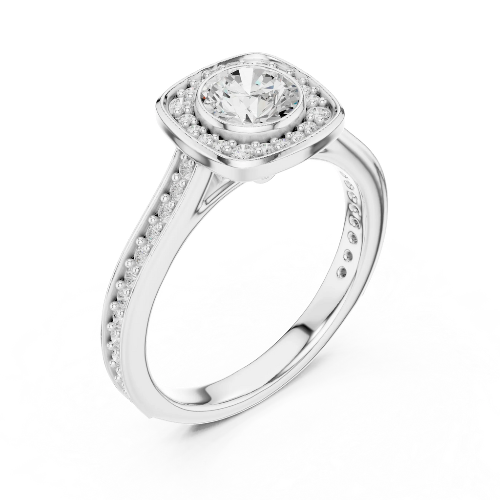 Radiant Round Moissanite Solitaire Wedding Ring VVS Clarity