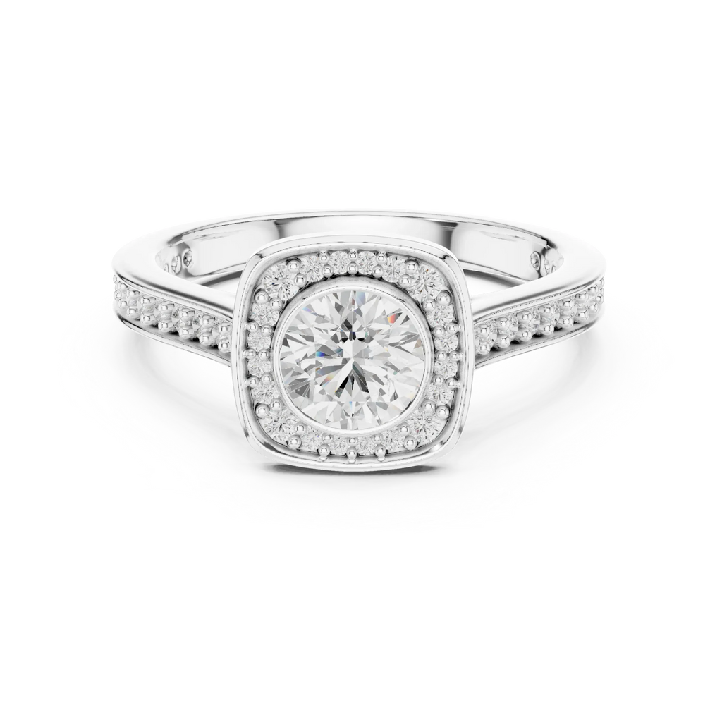 Radiant Round Moissanite Solitaire Wedding Ring VVS Clarity