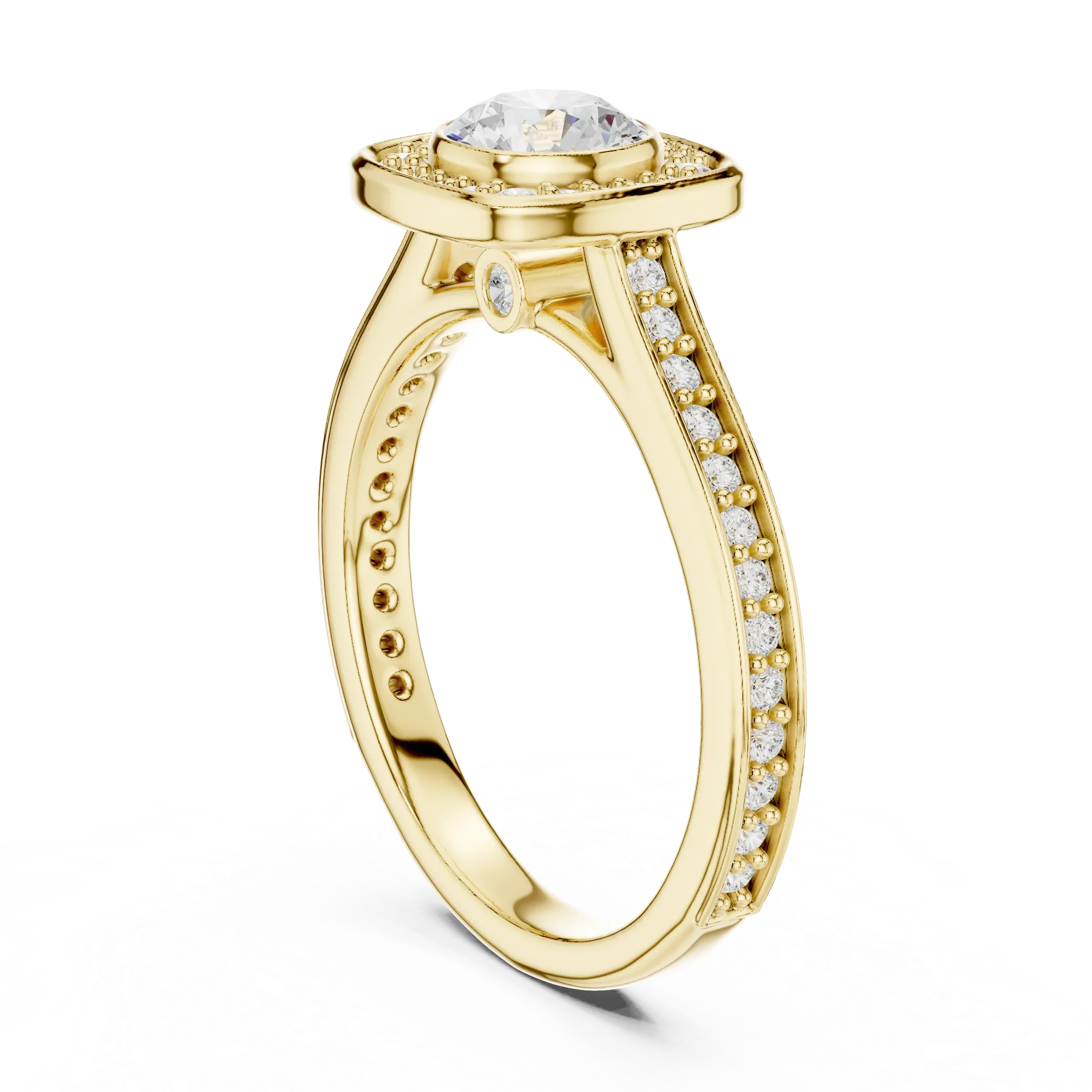 Radiant Round Moissanite Solitaire Wedding Ring VVS Clarity