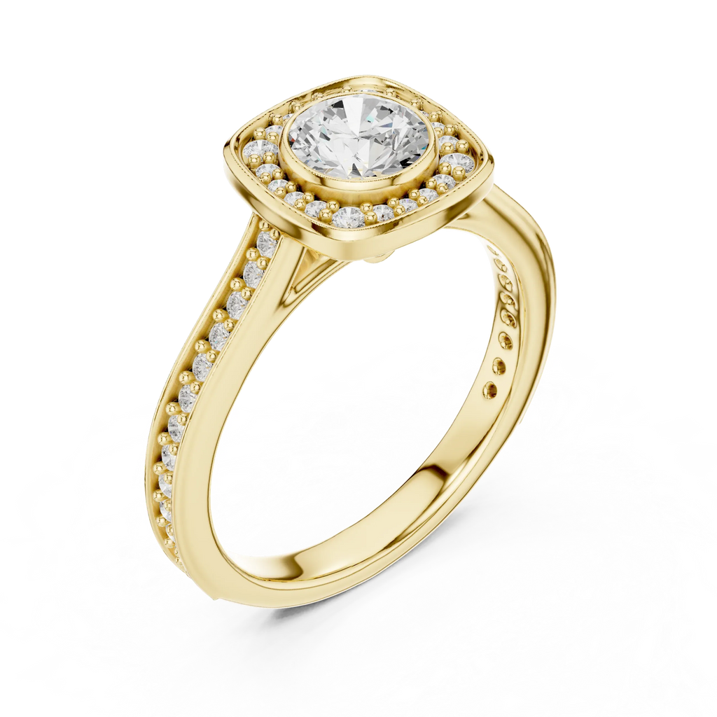 Radiant Round Moissanite Solitaire Wedding Ring VVS Clarity