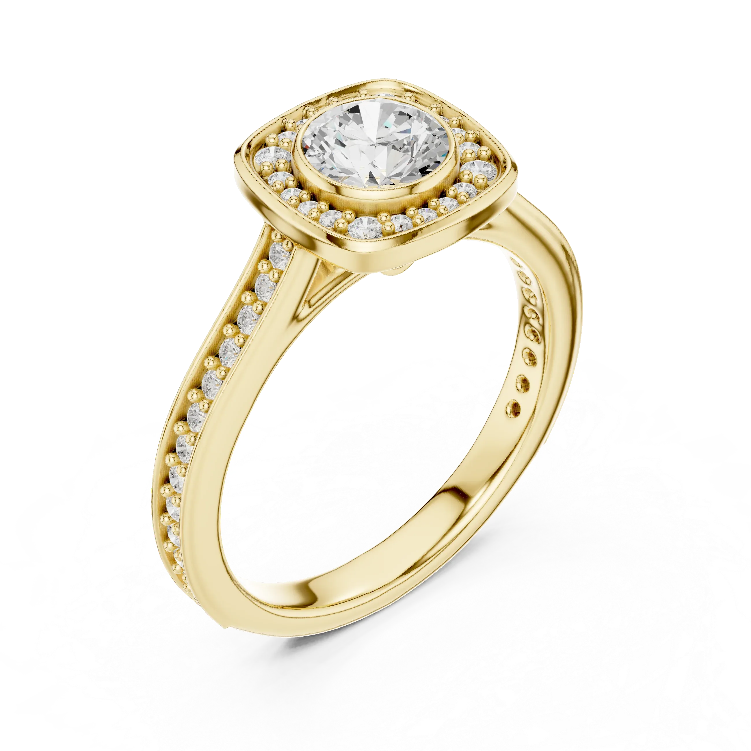 Radiant Round Moissanite Solitaire Wedding Ring VVS Clarity