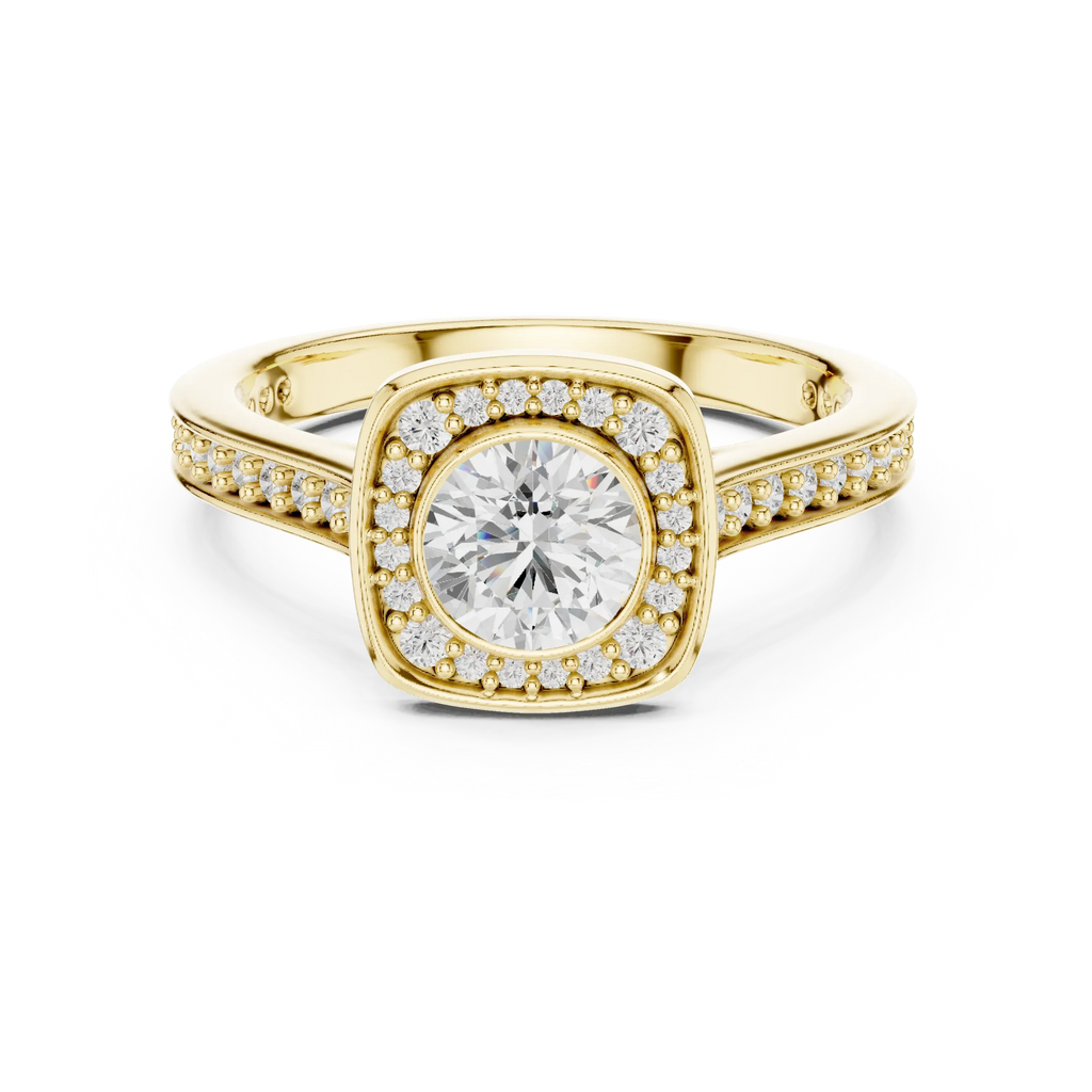 Radiant Round Moissanite Solitaire Wedding Ring VVS Clarity