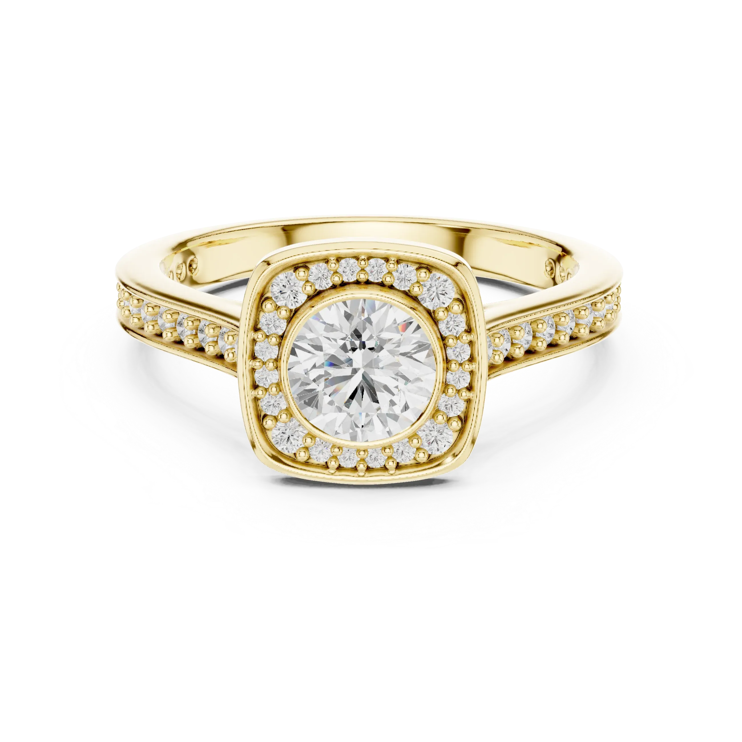 Radiant Round Moissanite Solitaire Wedding Ring VVS Clarity