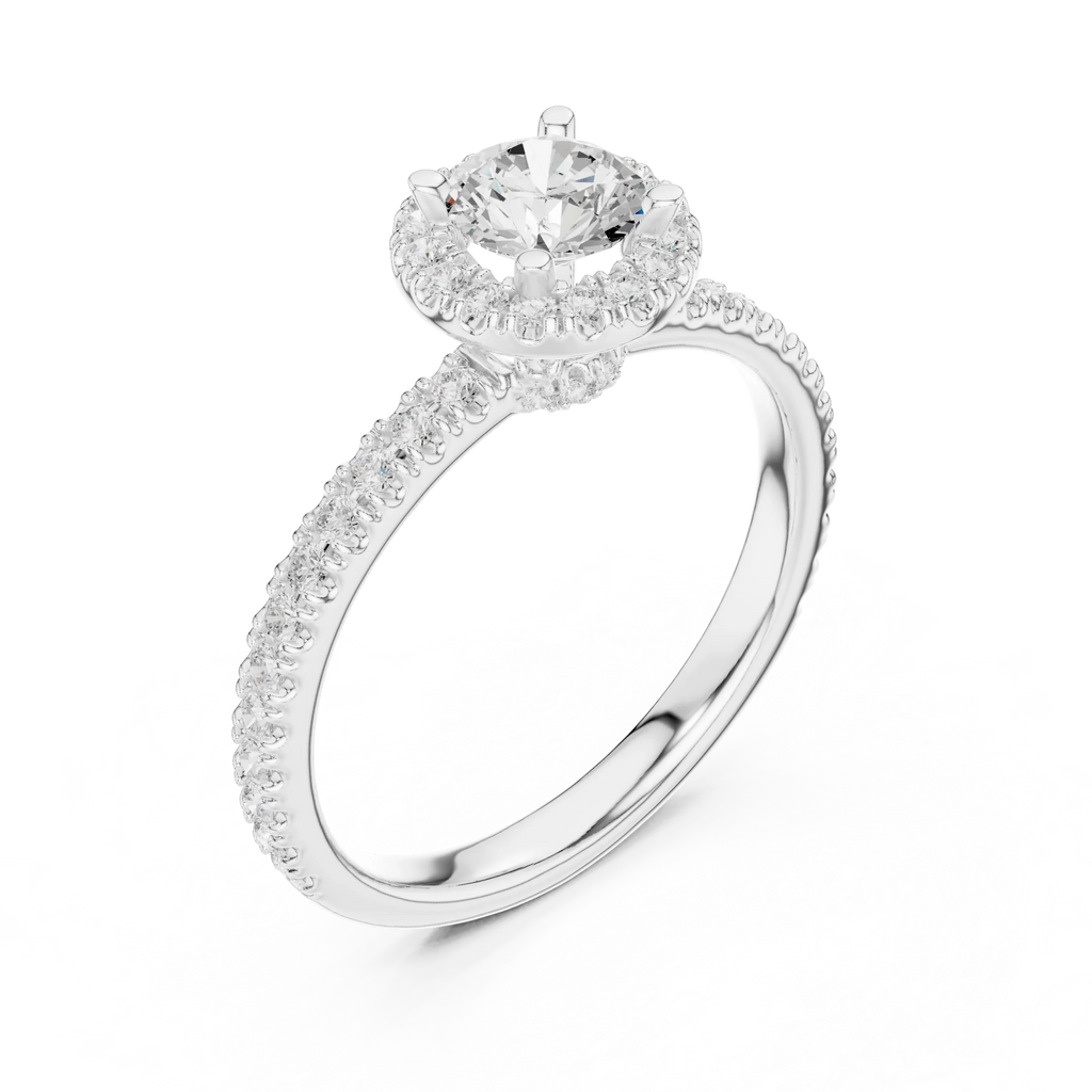 Classic Round VVS Diamond Solitaire Engagement Ring F Color