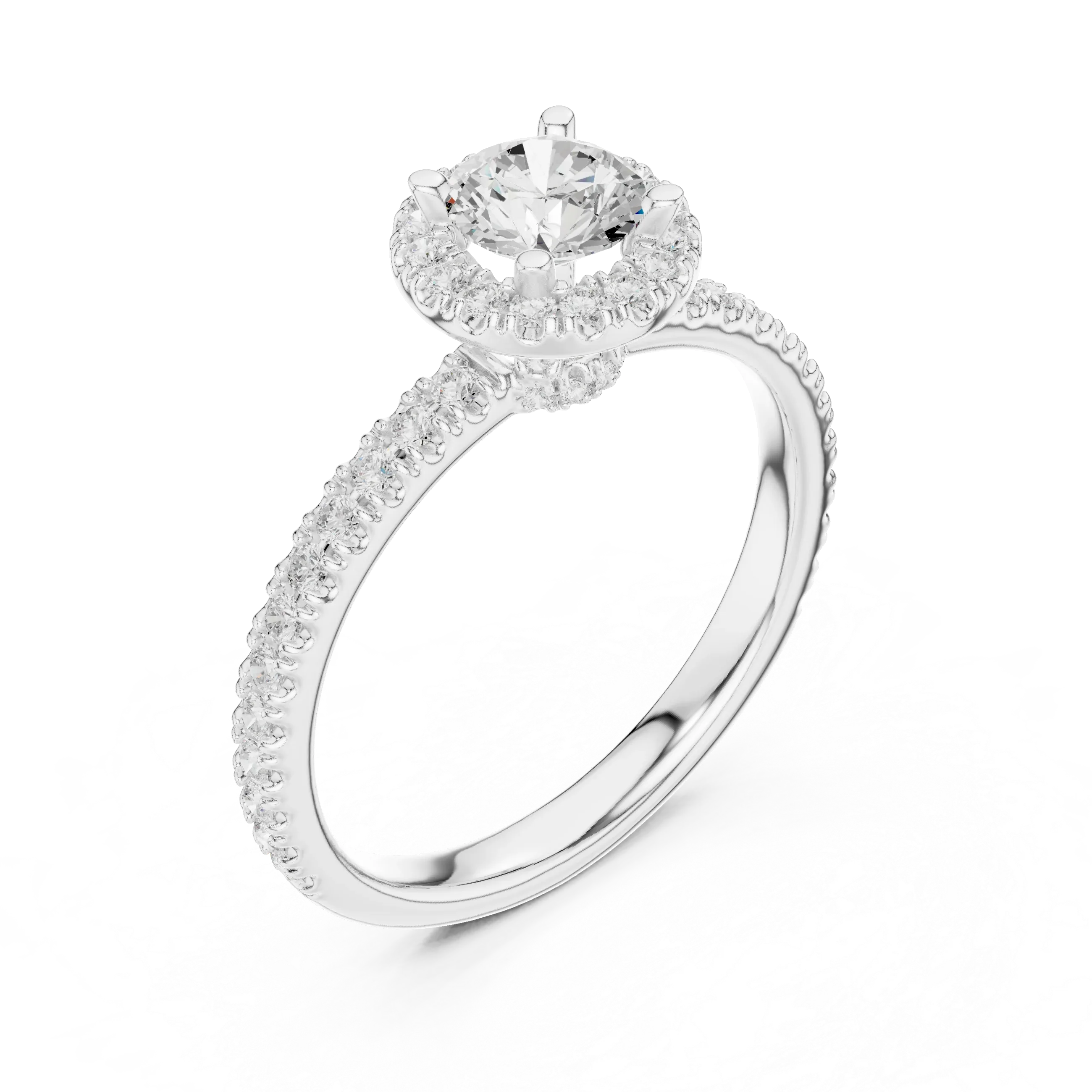 Classic Round VVS Diamond Solitaire Engagement Ring F Color