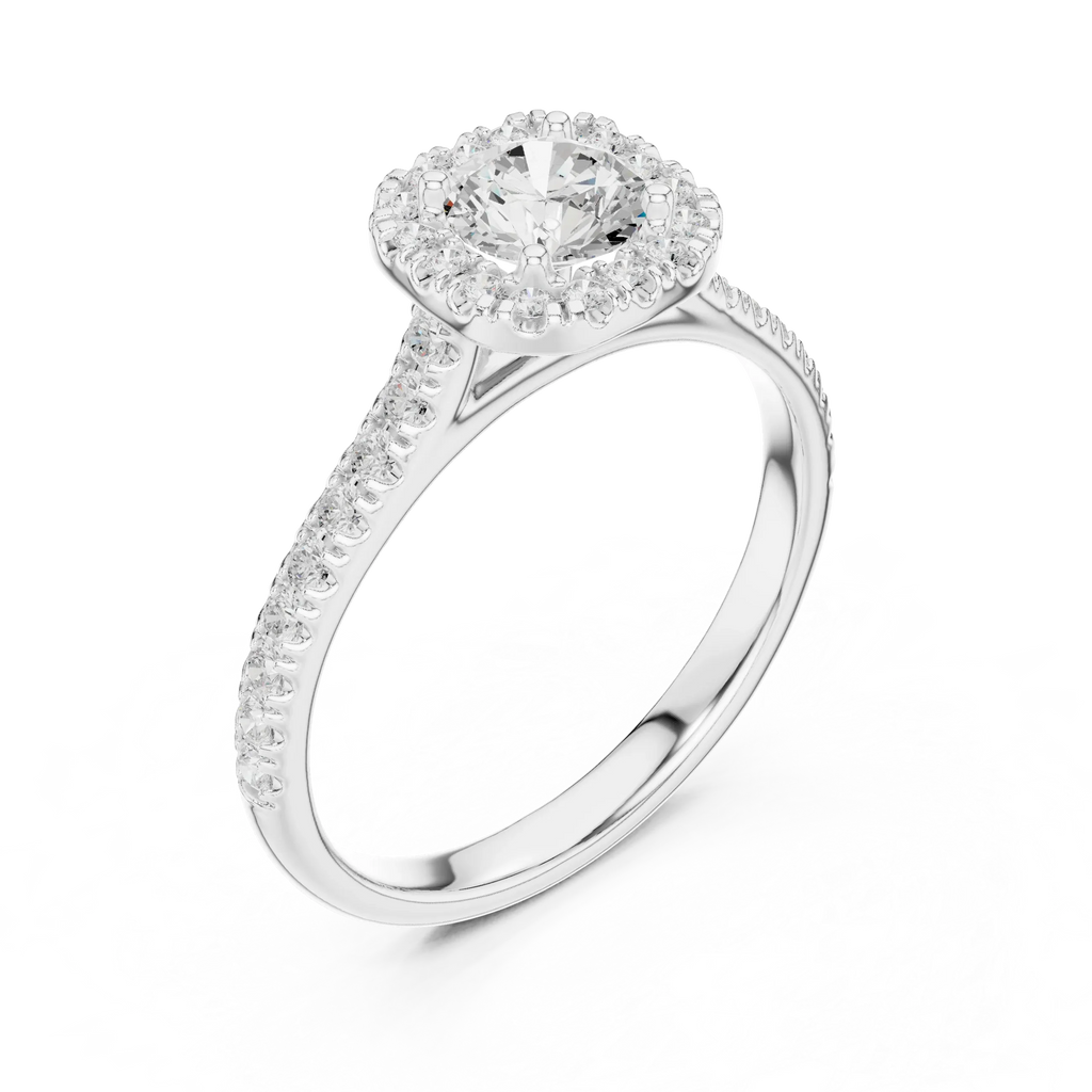 F Color Round Lab Created Diamond Solitaire Engagement Ring