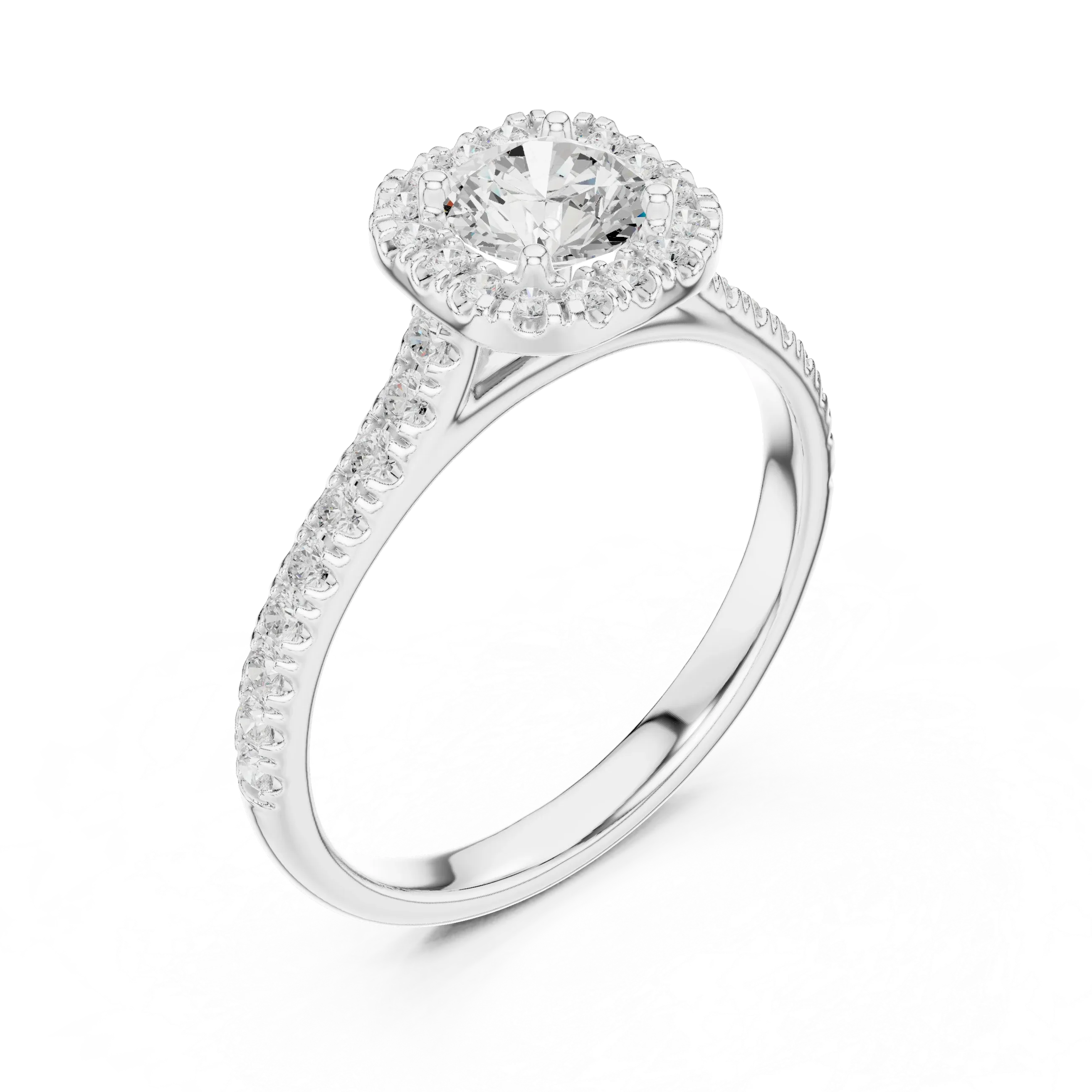 F Color Round Lab Created Diamond Solitaire Engagement Ring