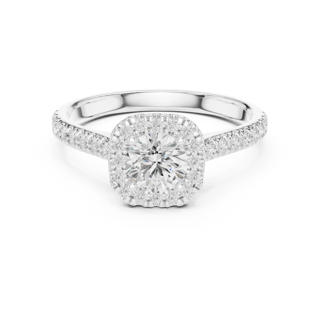 F Color Round Lab Created Diamond Solitaire Engagement Ring