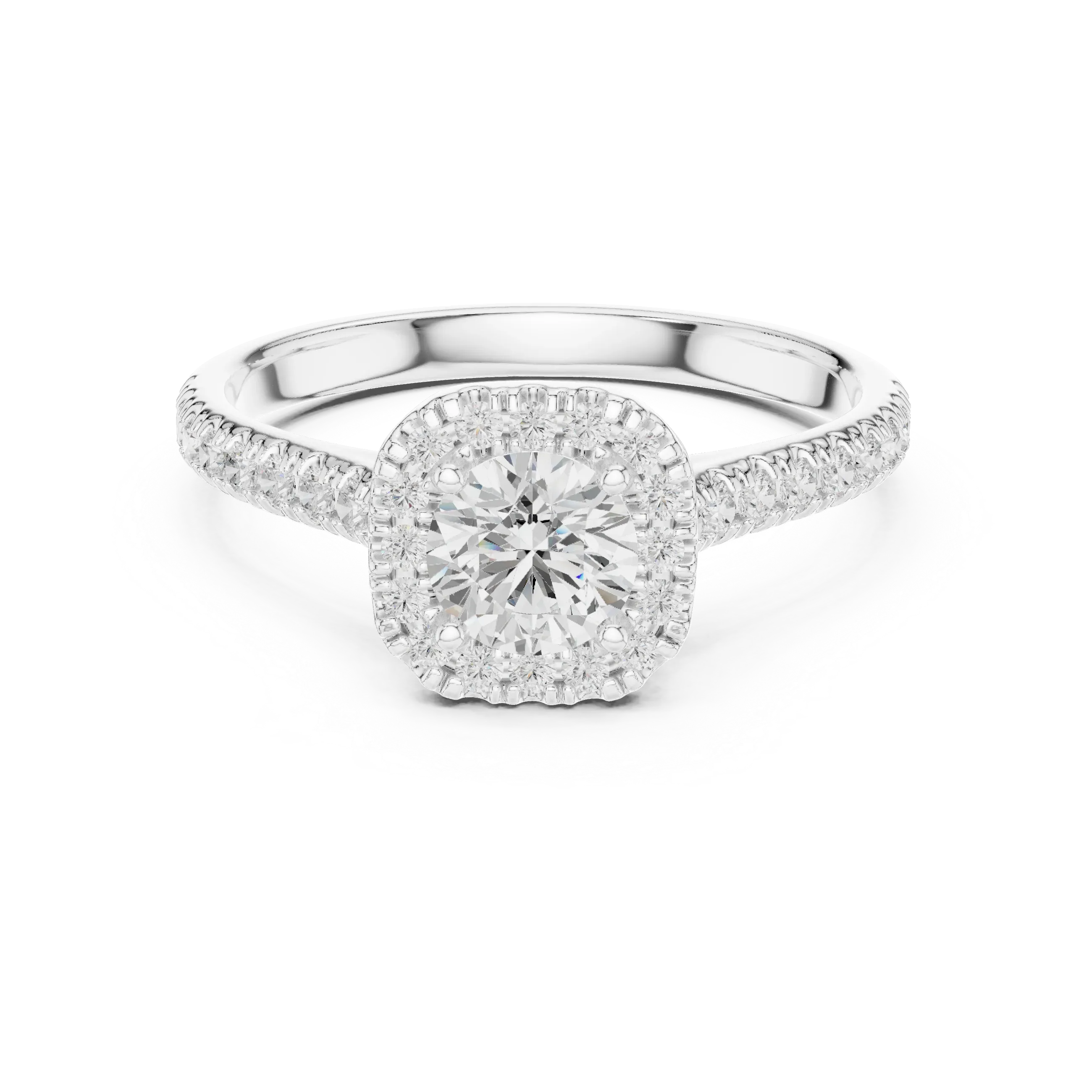 F Color Round Lab Created Diamond Solitaire Engagement Ring