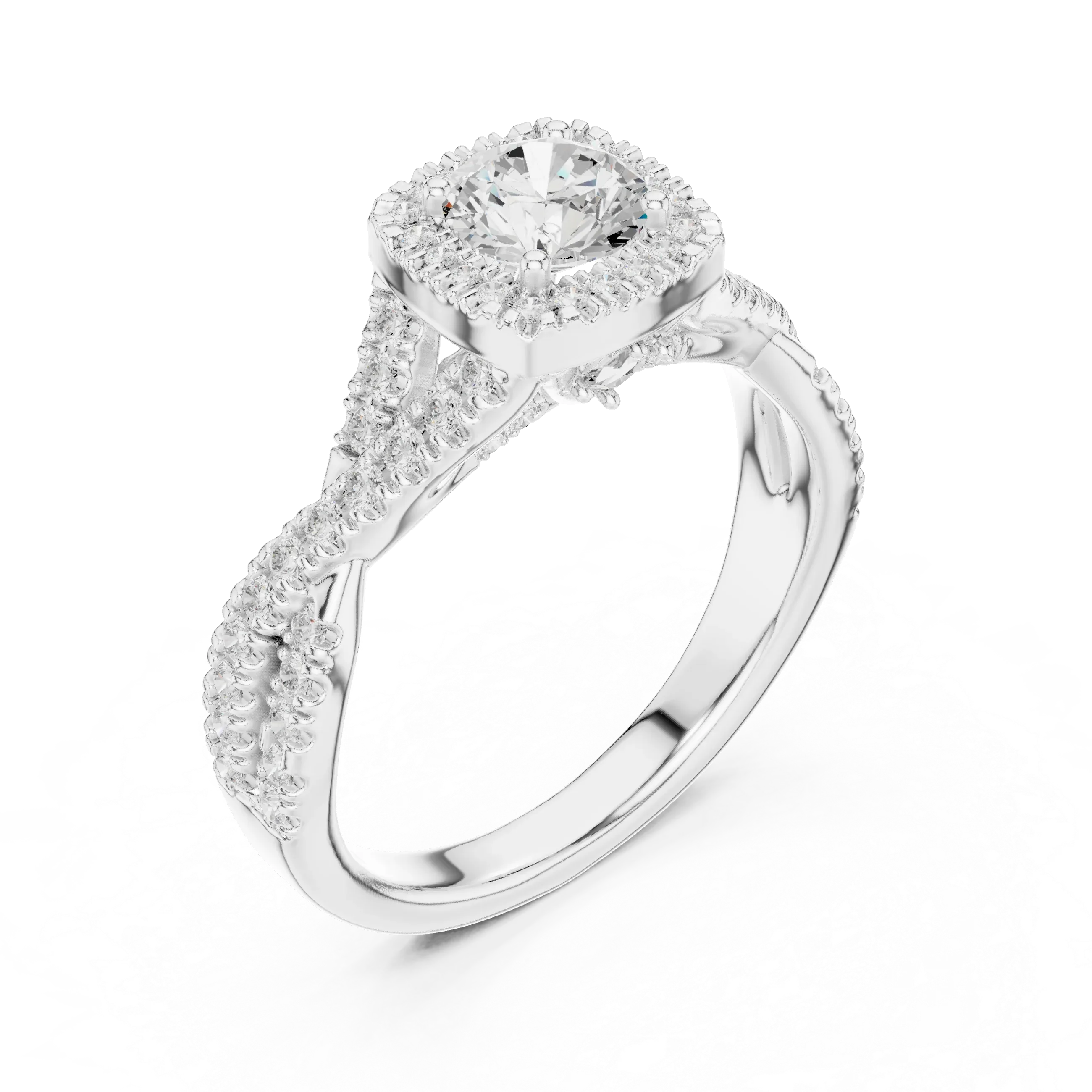Round Moissanite  Engagement Ring D Color VVS1
