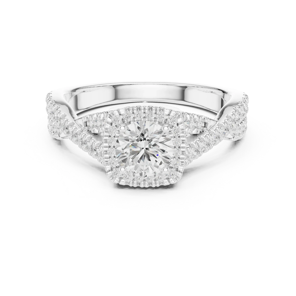 Round Moissanite  Engagement Ring D Color VVS1