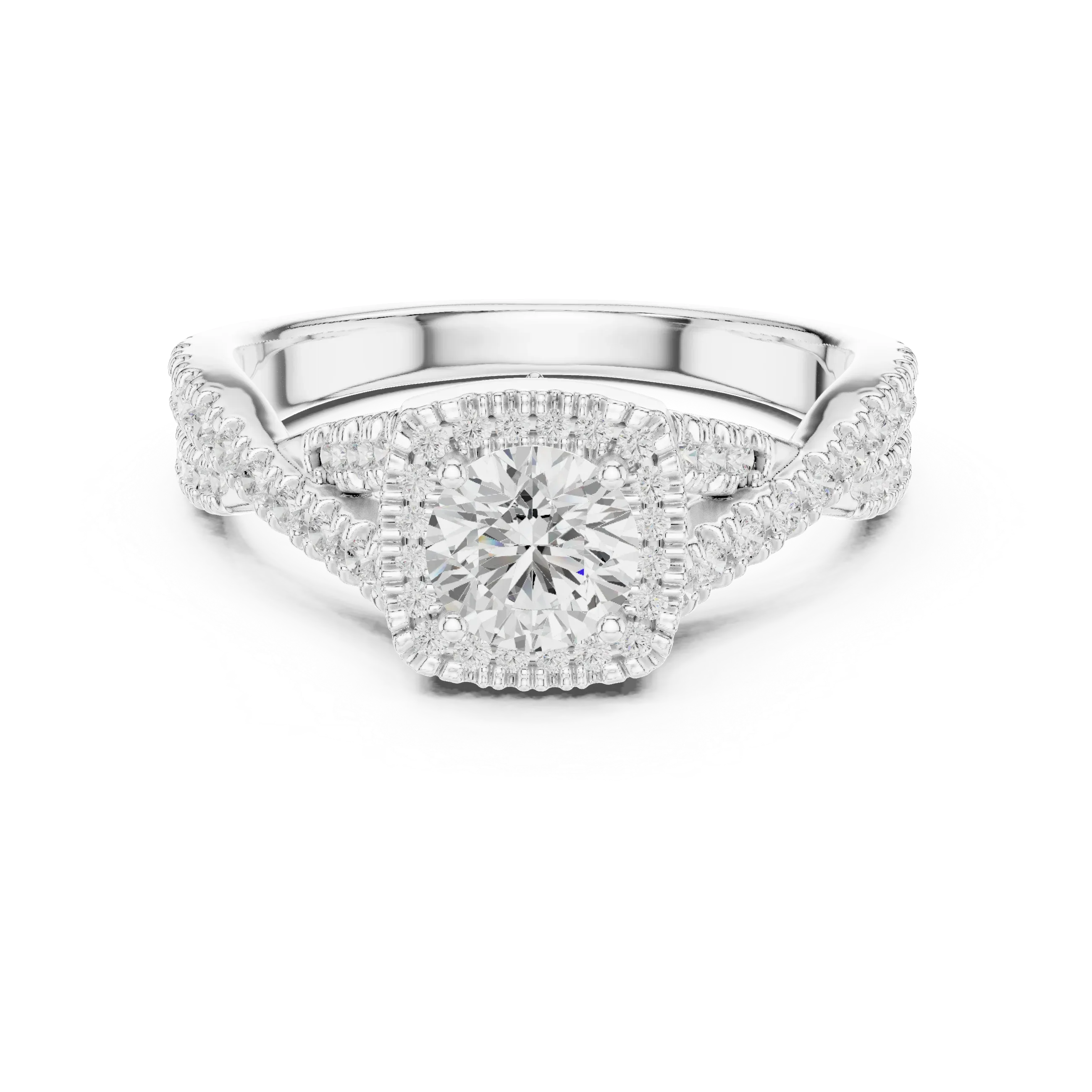 Round Moissanite  Engagement Ring D Color VVS1
