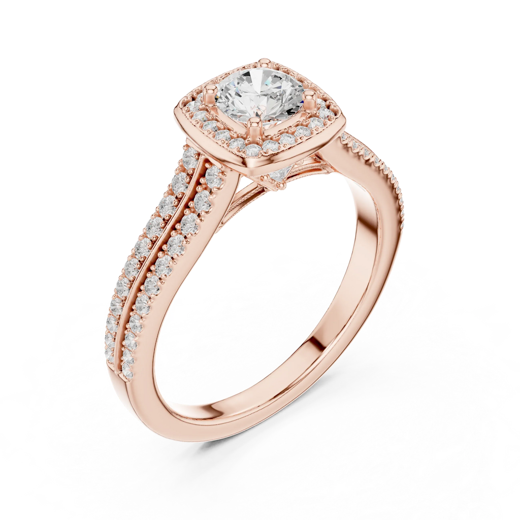 Lab Grown Round Diamond Ring with  E Color