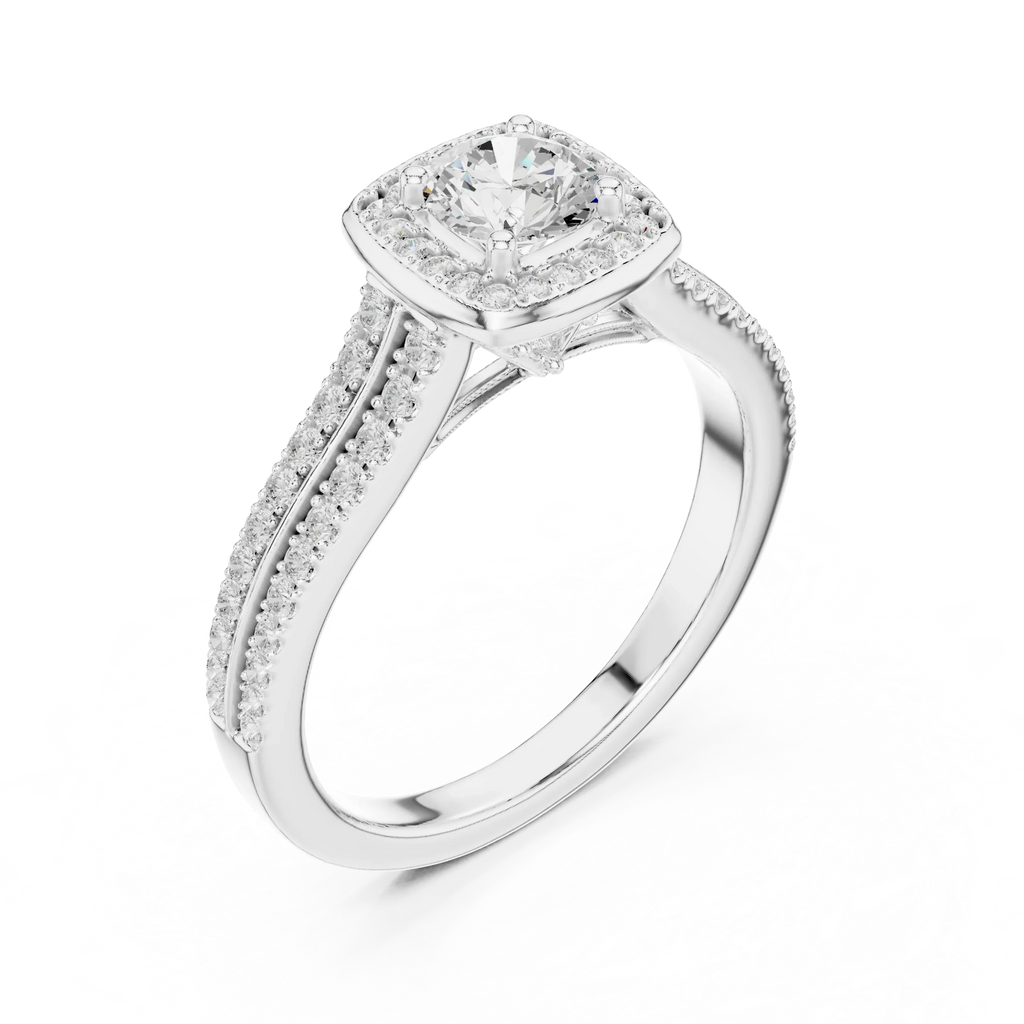 Lab Grown Round Diamond Ring with  E Color