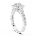 D Color Round Moissanite Engagement Ring with Secret Halo