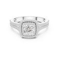 D Color Round Moissanite Engagement Ring with Secret Halo