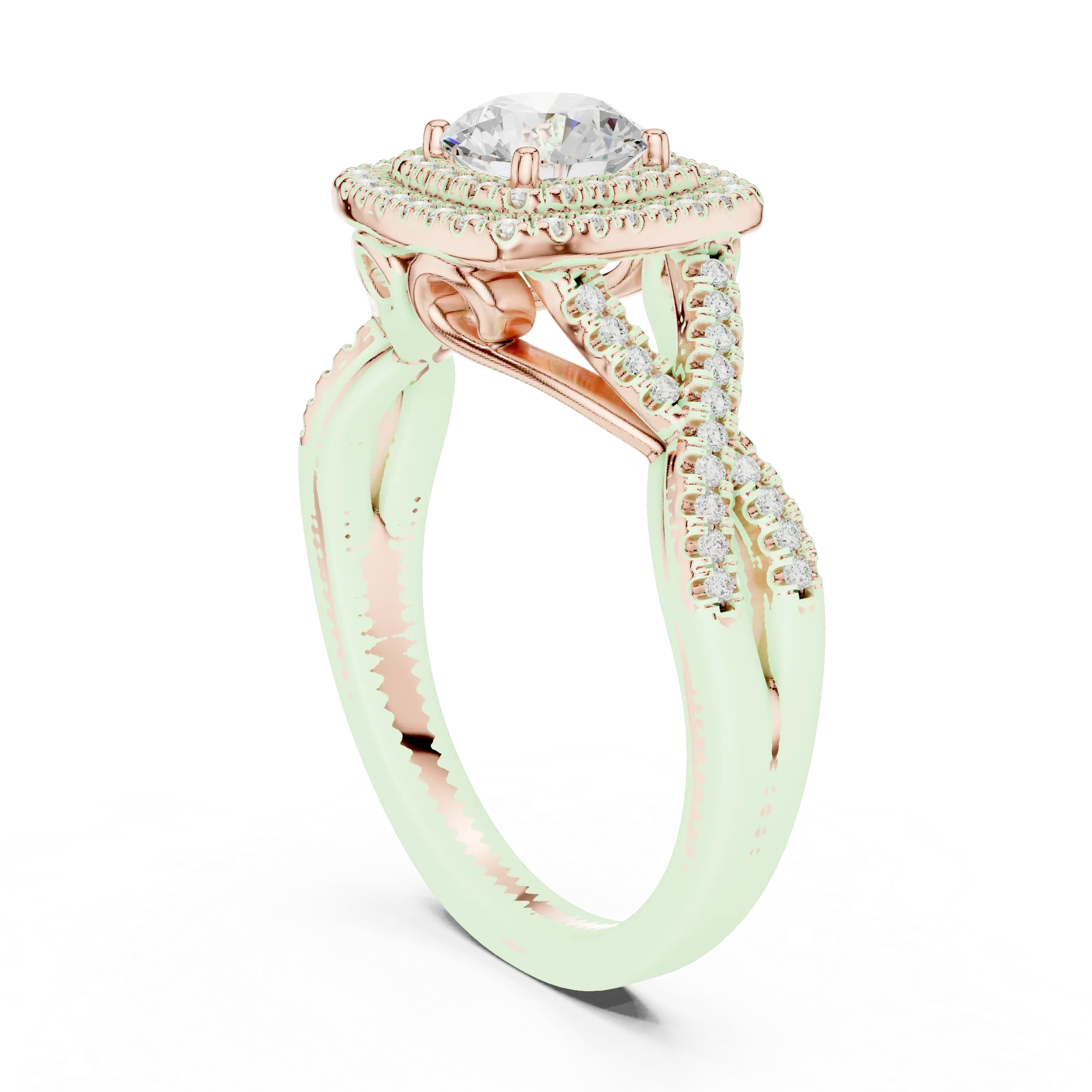 Modern Round Moissanite Engagement Ring with Hidden Detail