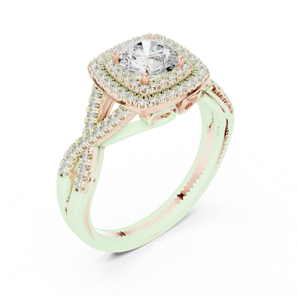 Modern Round Moissanite Engagement Ring with Hidden Detail