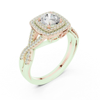 Modern Round Moissanite Engagement Ring with Hidden Detail