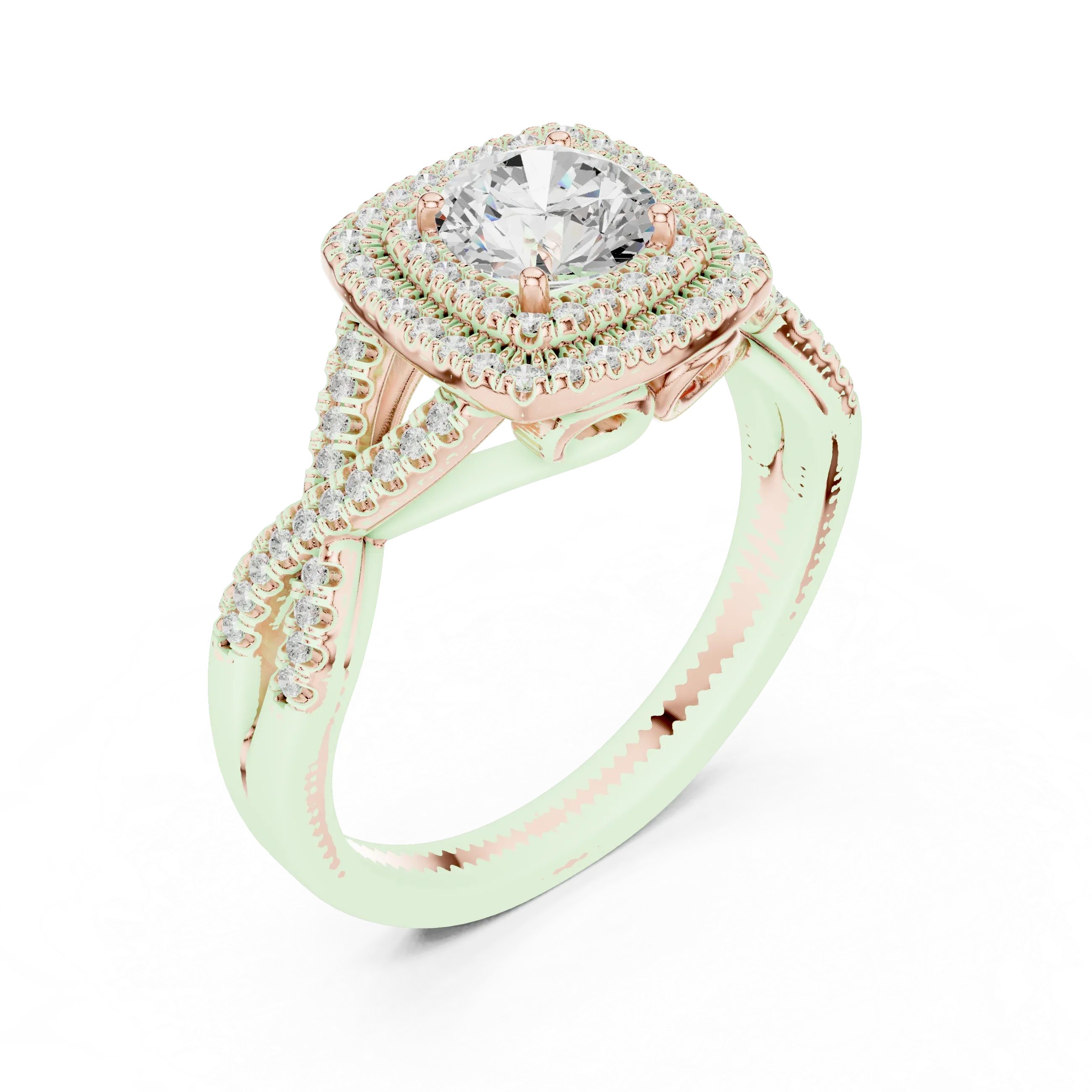 Modern Round Moissanite Engagement Ring with Hidden Detail