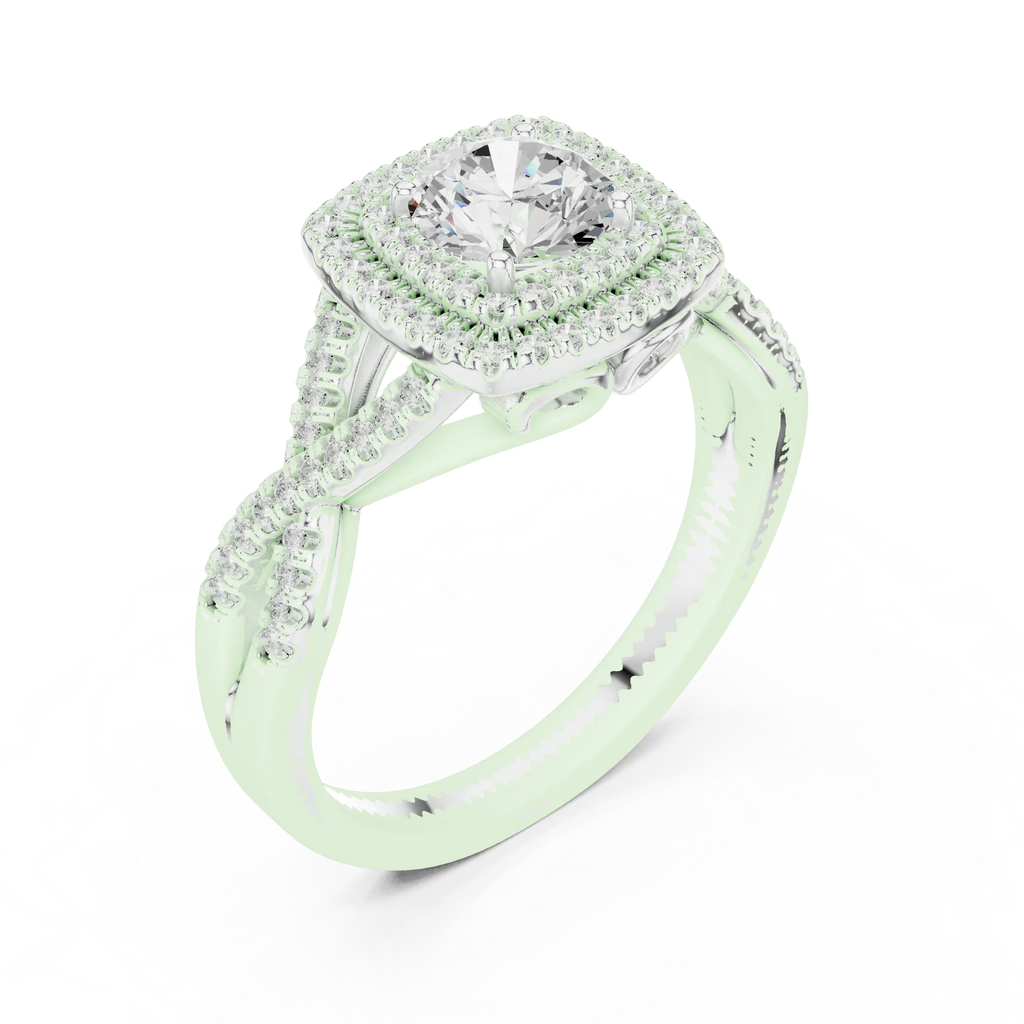 Modern Round Moissanite Engagement Ring with Hidden Detail