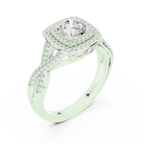 Modern Round Moissanite Engagement Ring with Hidden Detail