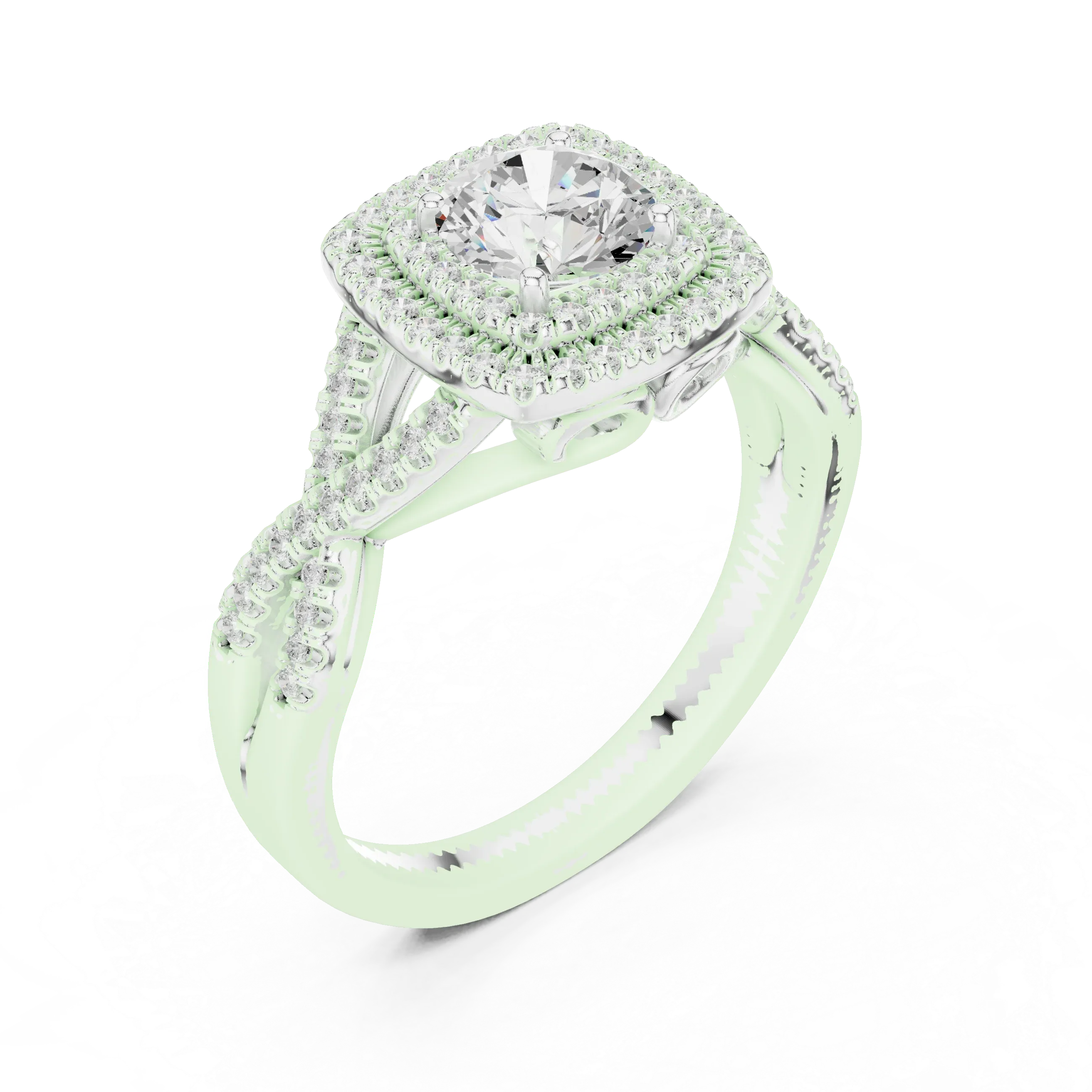 Modern Round Moissanite Engagement Ring with Hidden Detail