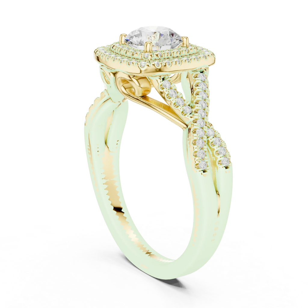 Modern Round Moissanite Engagement Ring with Hidden Detail