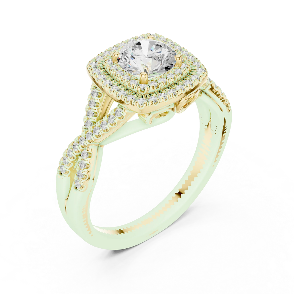 Modern Round Moissanite Engagement Ring with Hidden Detail
